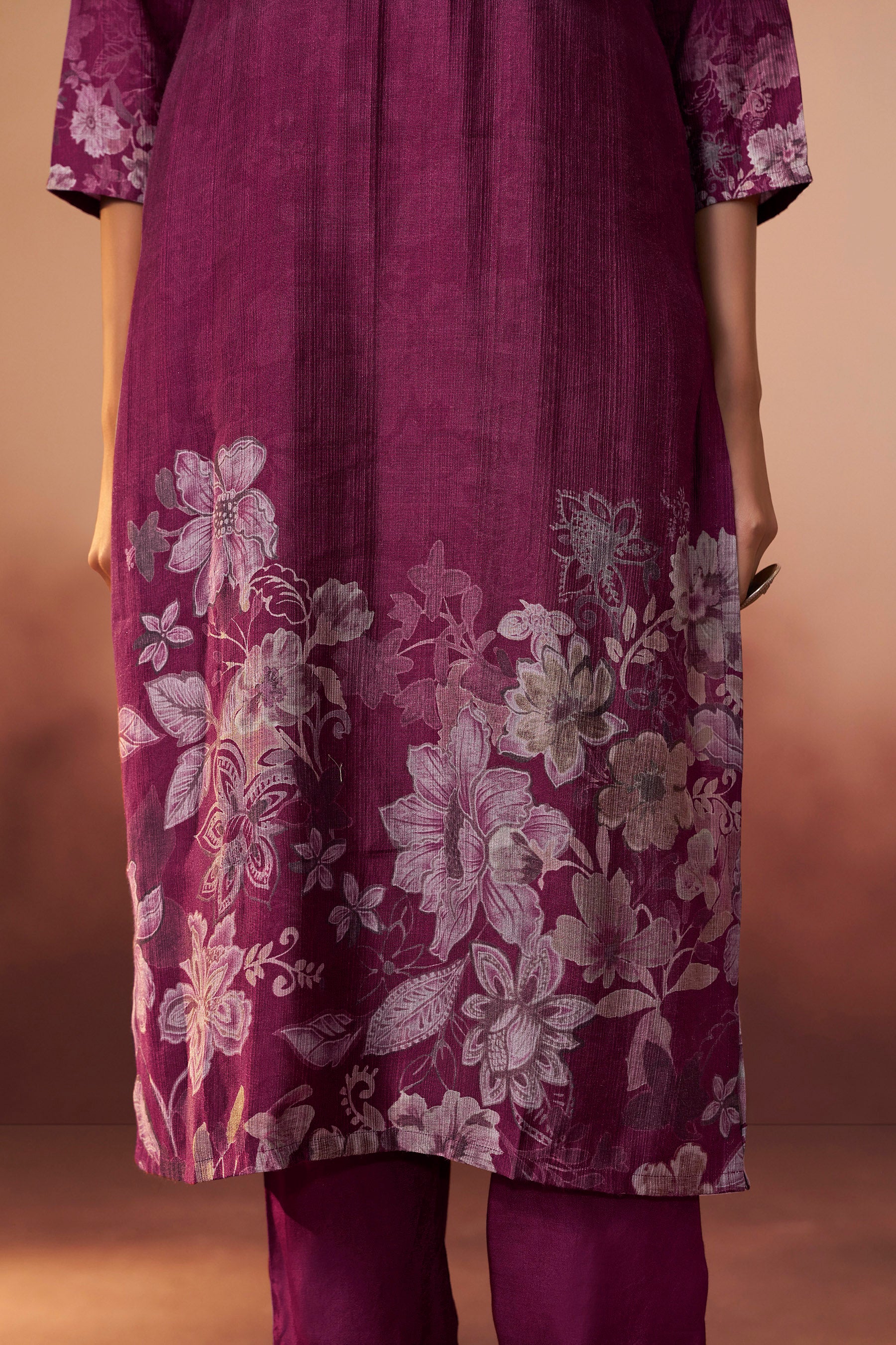 Viscose Digital Print Kurta Set – Maroon