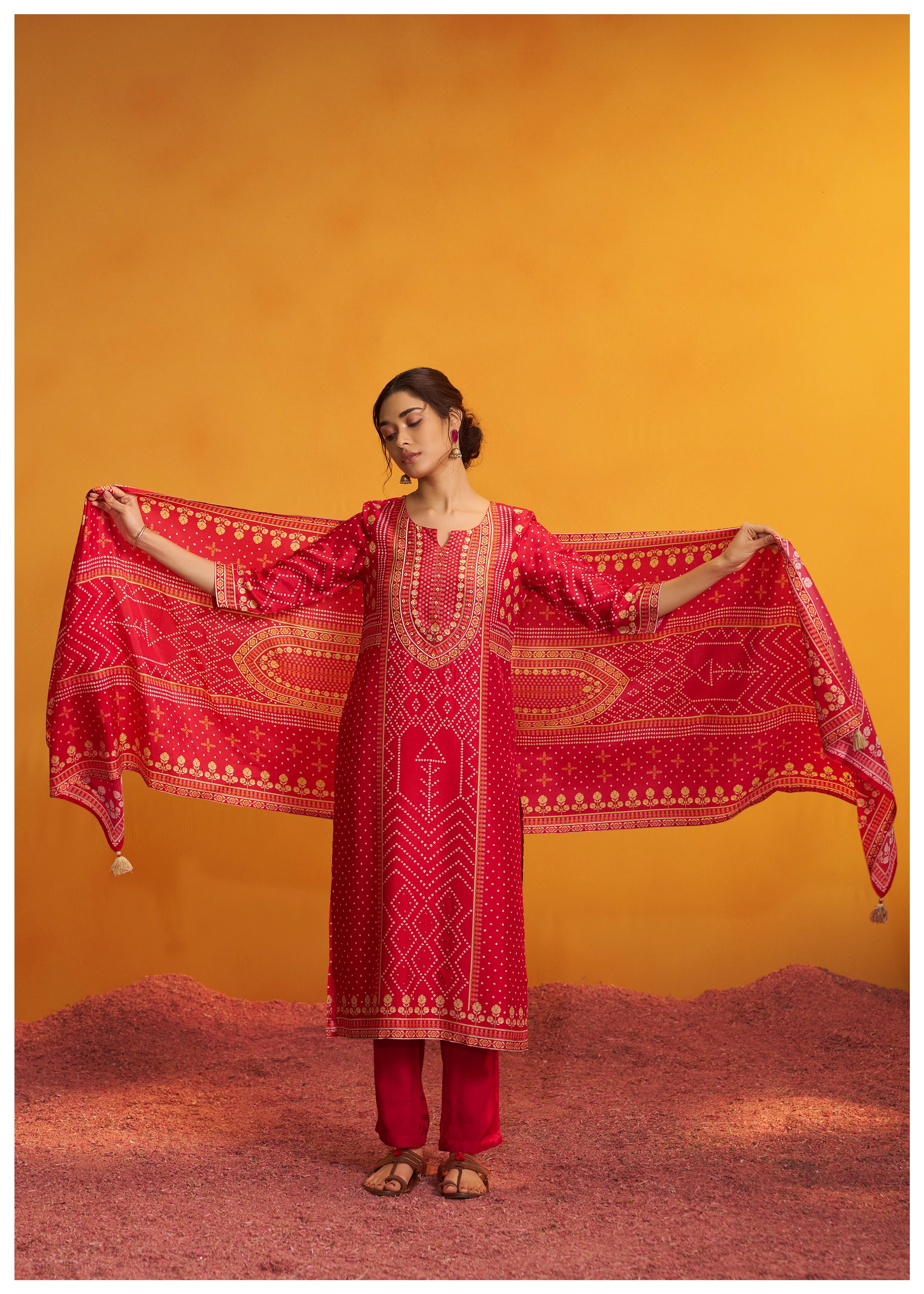 Bandhani Digital Print Kurta Set