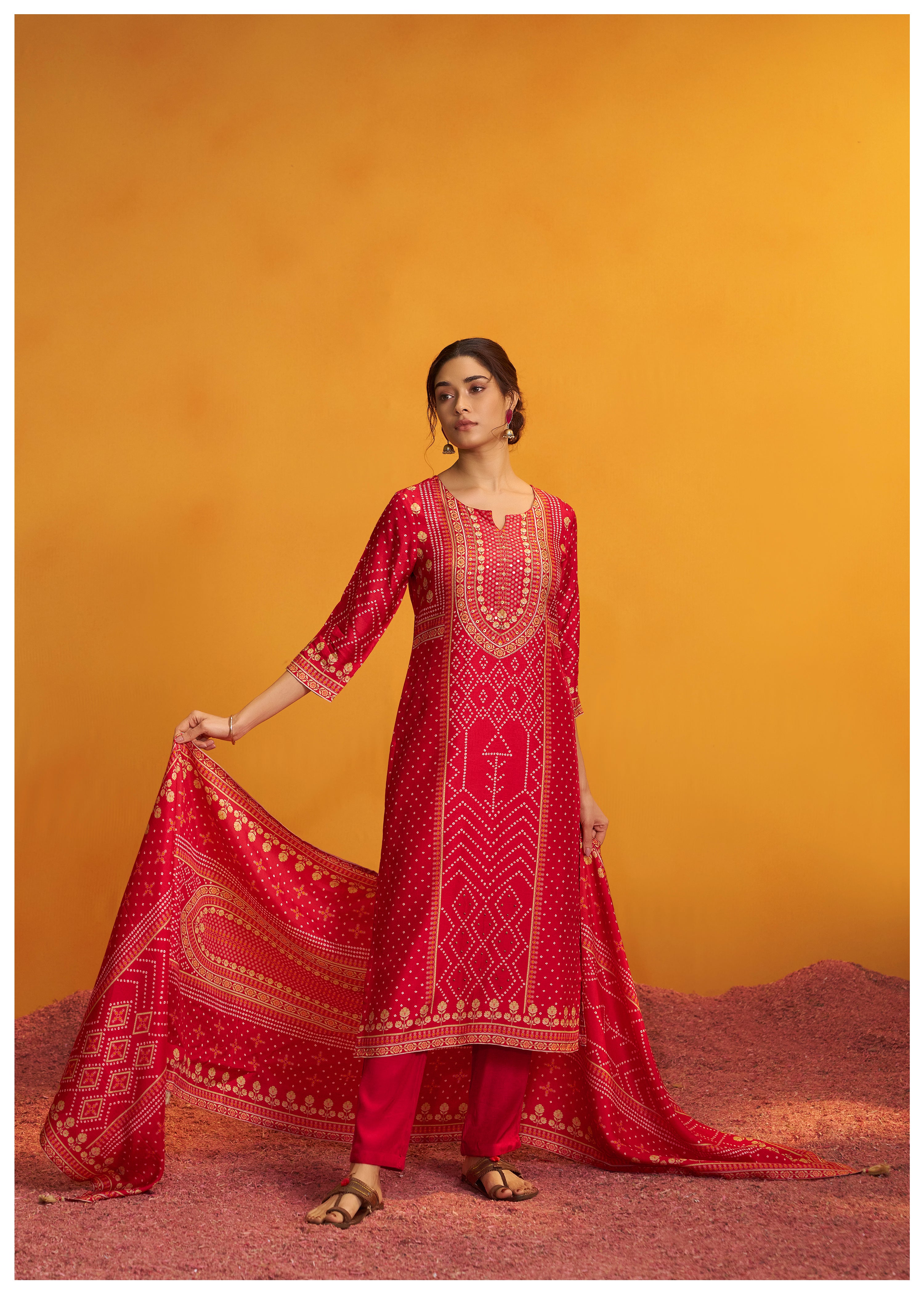 Bandhani Digital Print Kurta Set