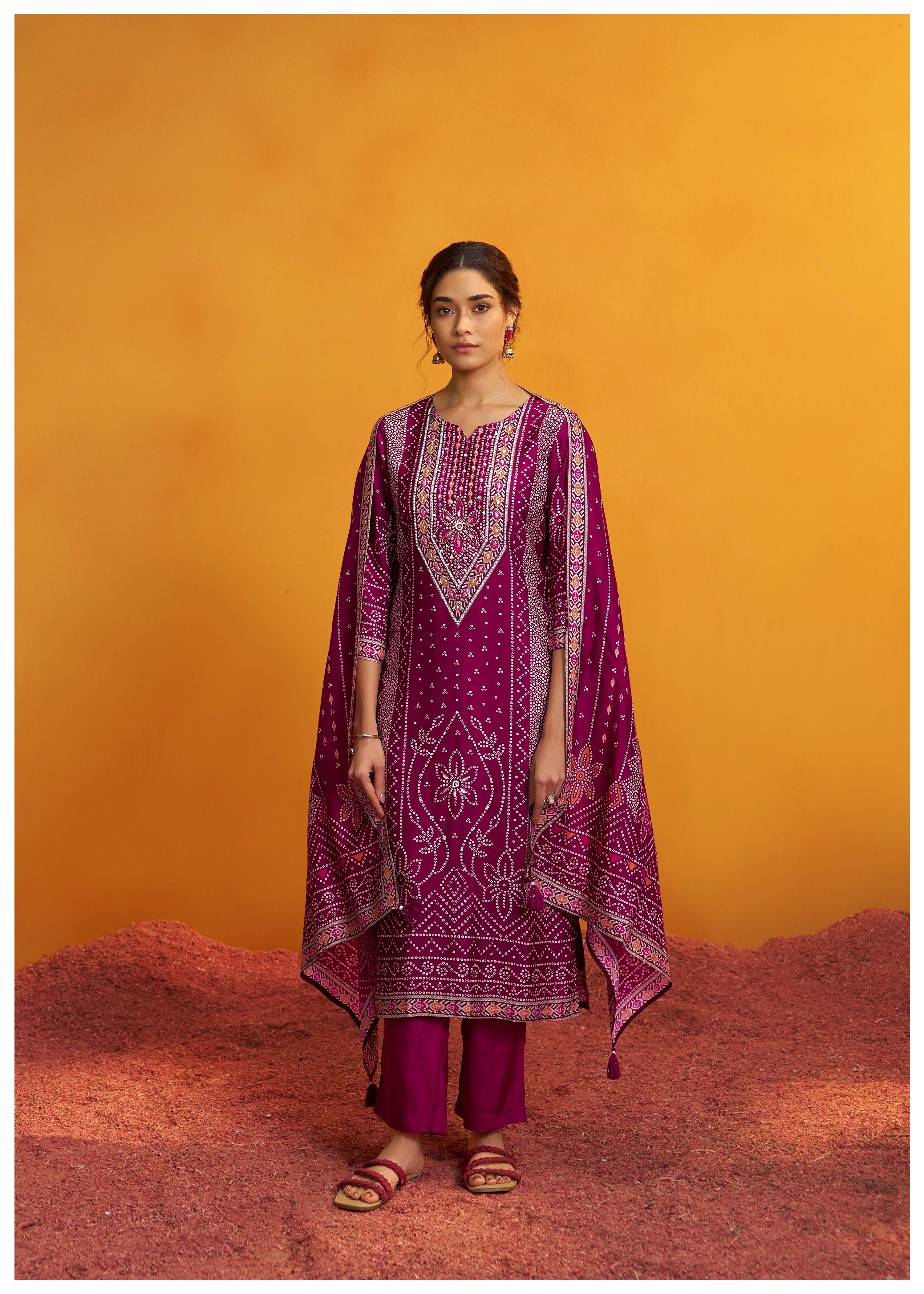 Bandhani Digital Print Kurta Set