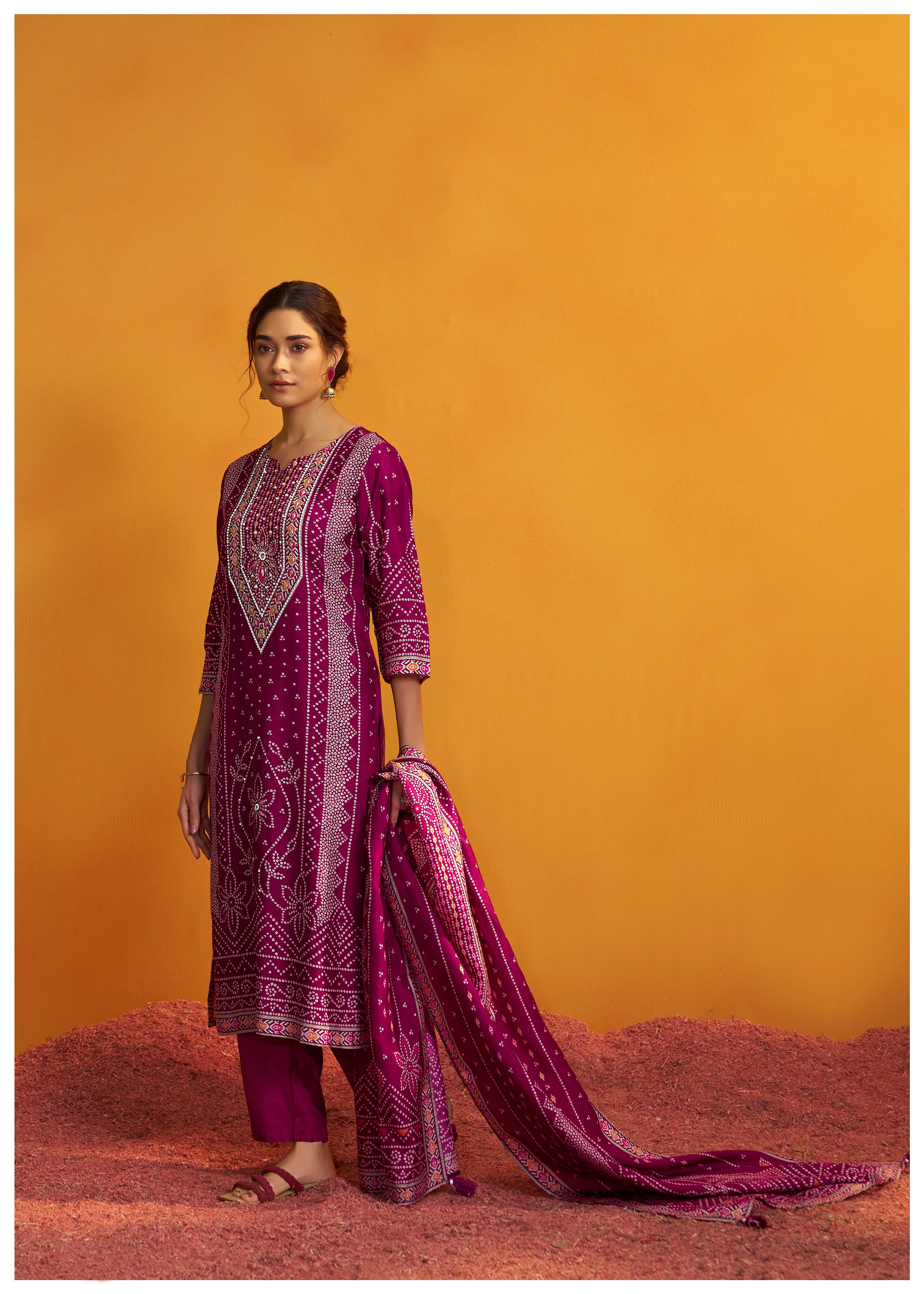 Bandhani Digital Print Kurta Set