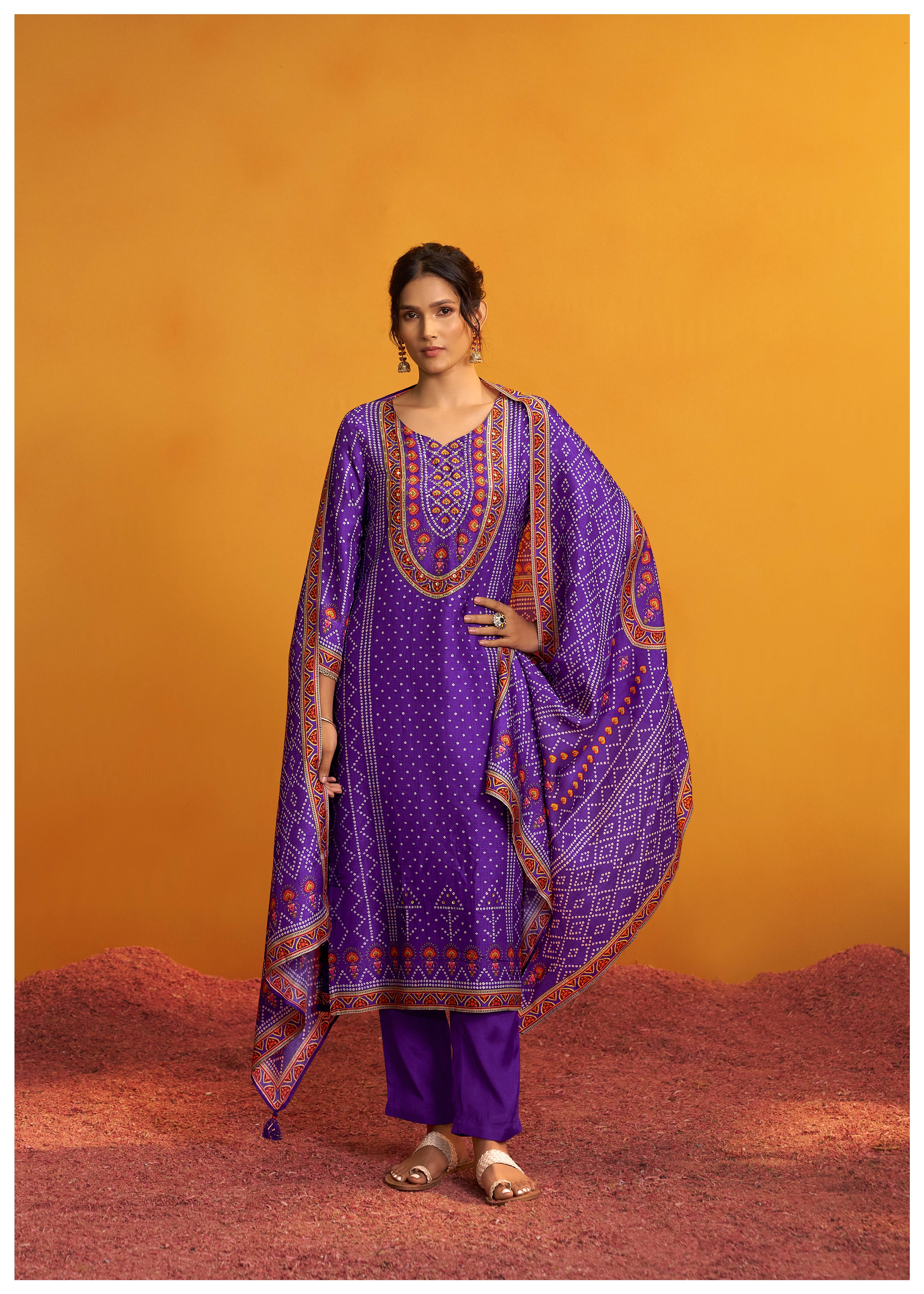 Bandhani Digital Print Kurta Set