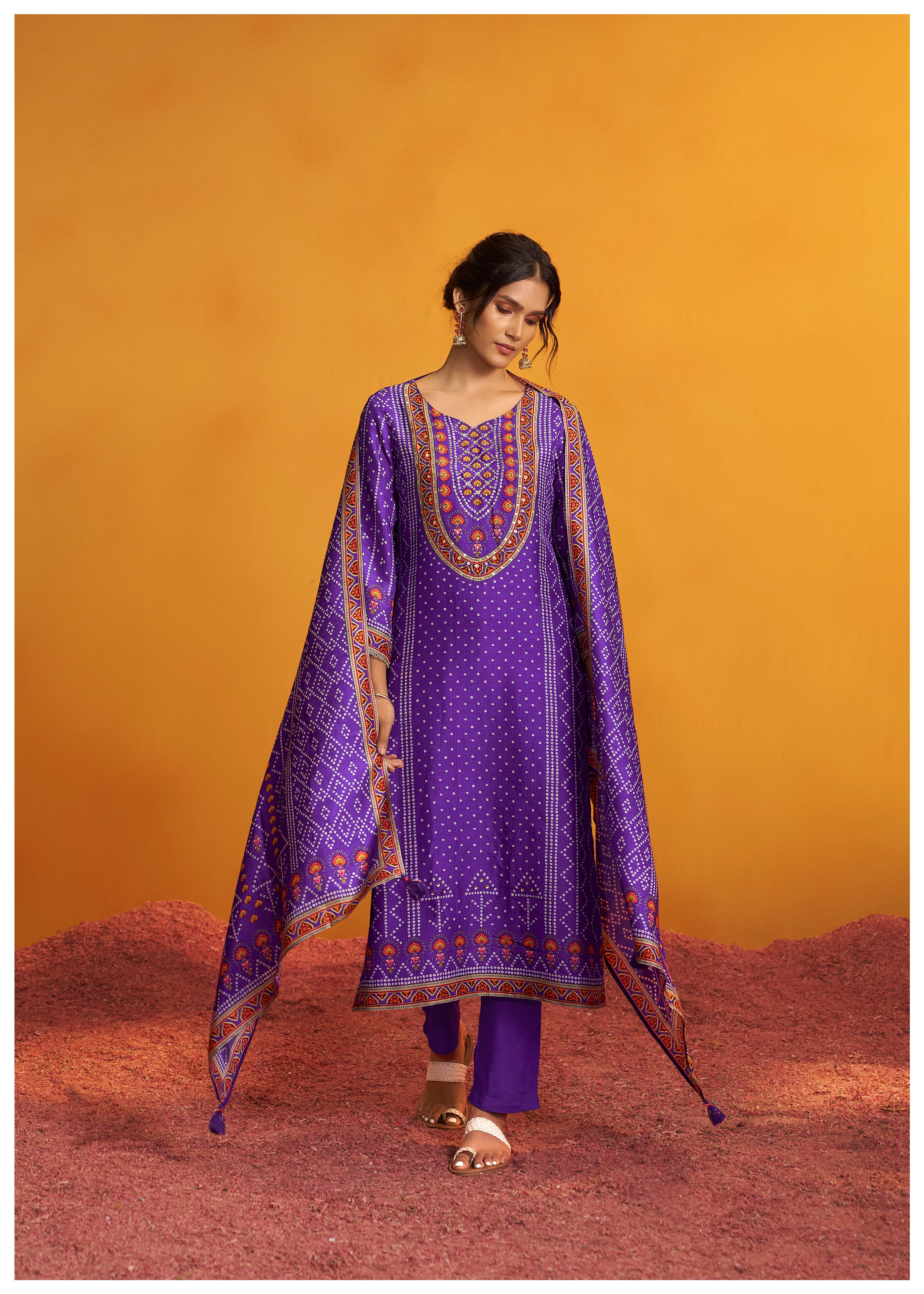 Bandhani Digital Print Kurta Set