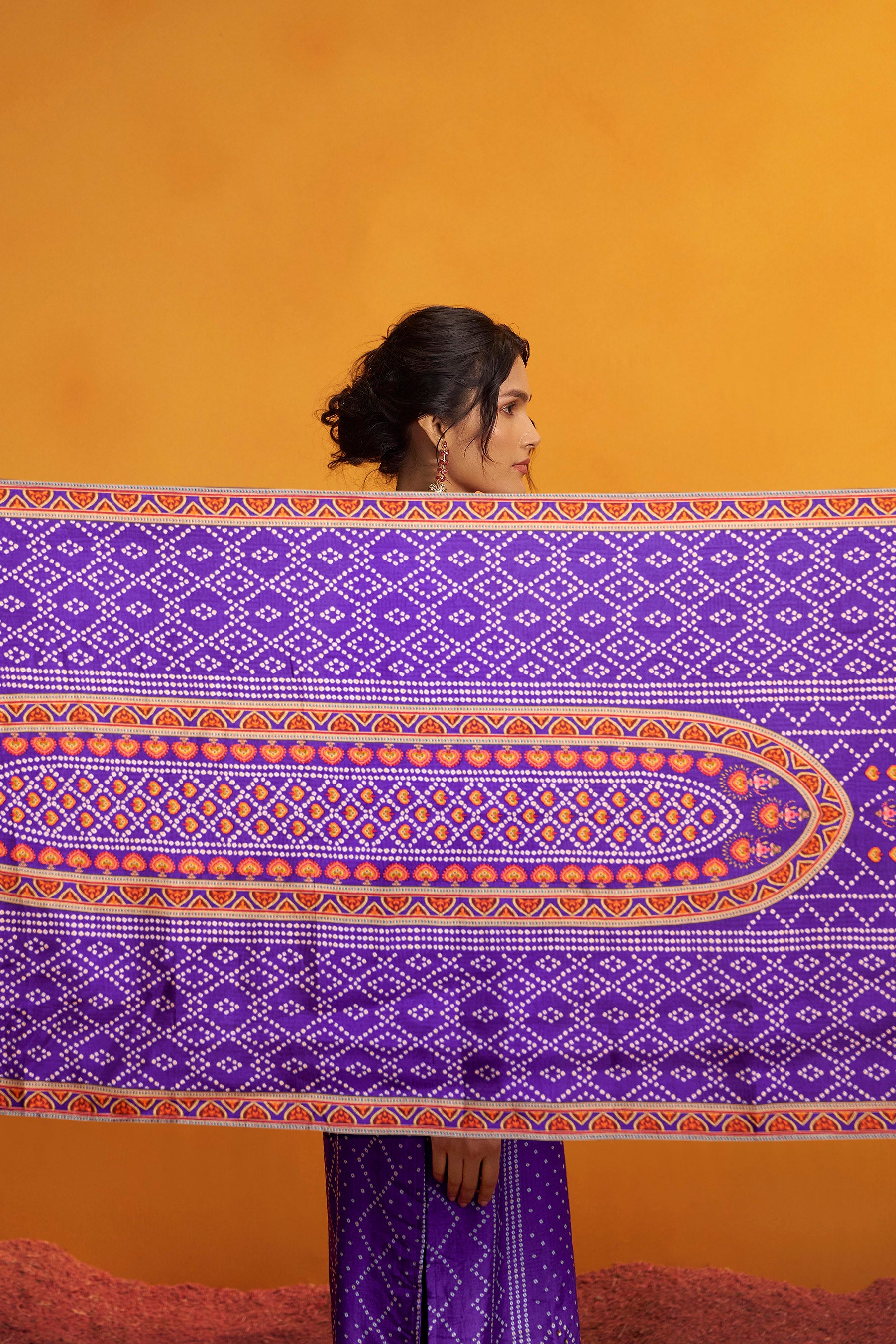 Bandhani Digital Print Kurta Set – Purple