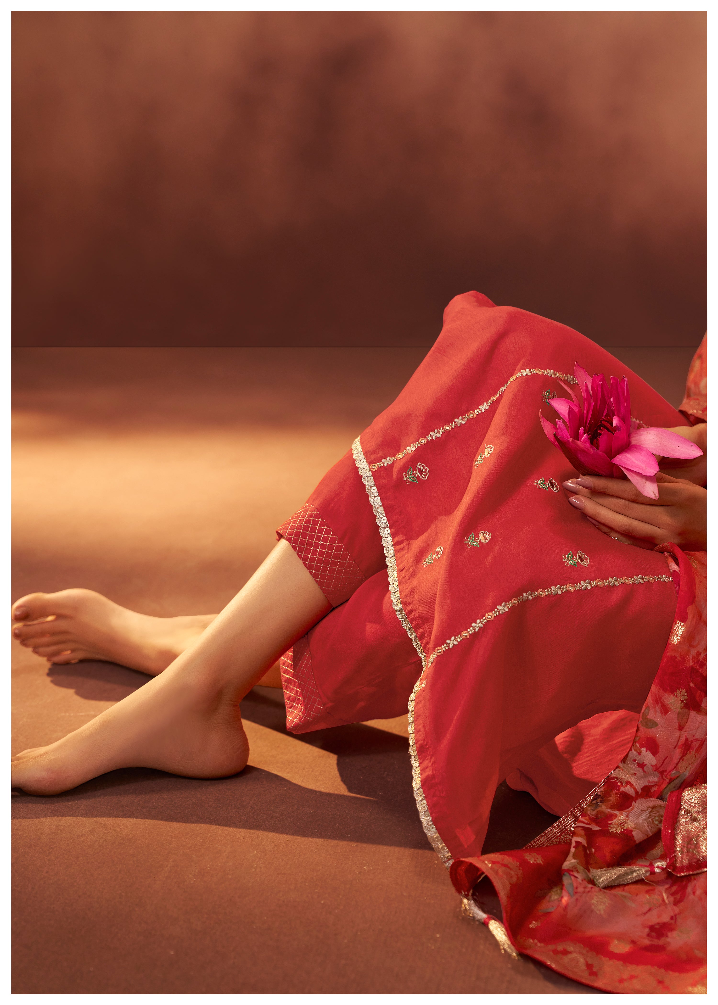 Digital Print Organza Jacquard Dupatta Set