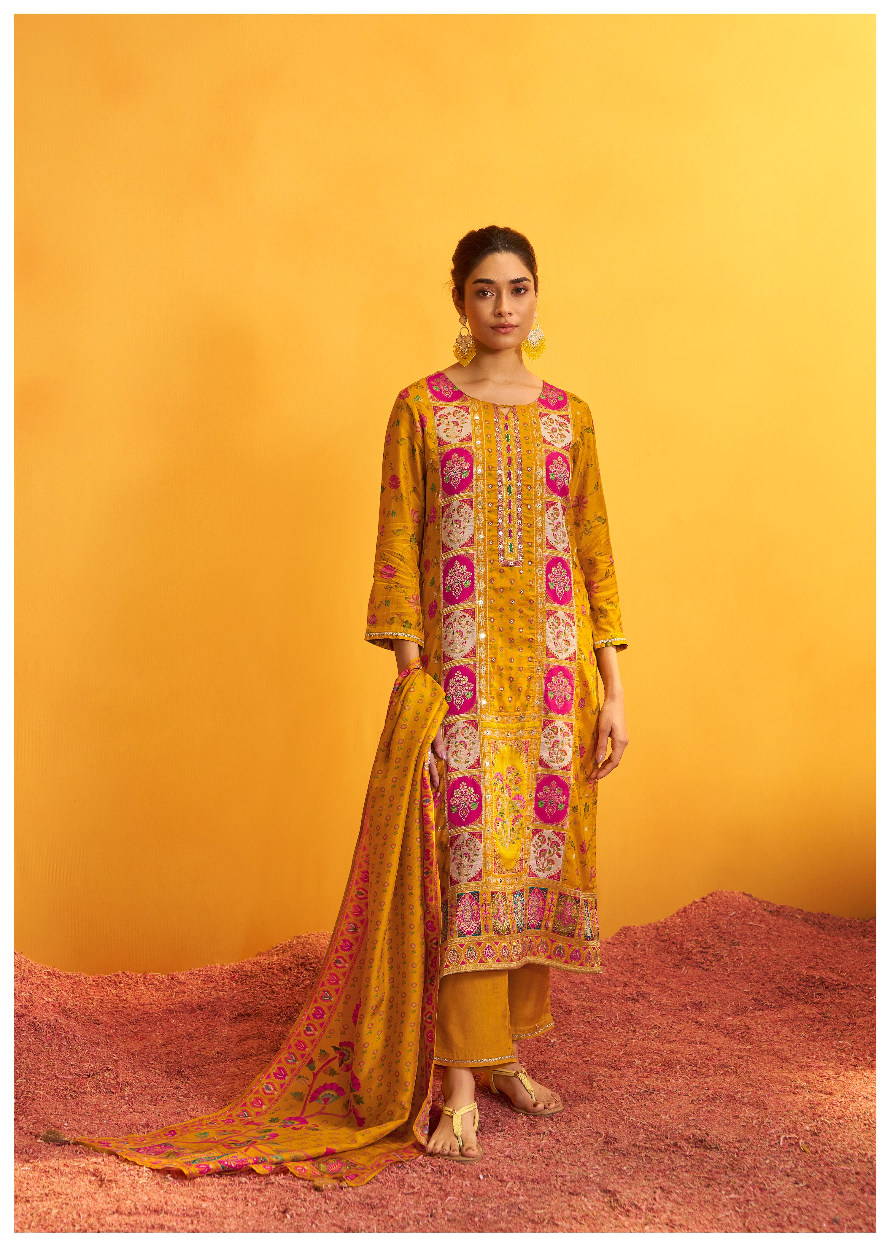 Position Print Russian Silk Kurta Set