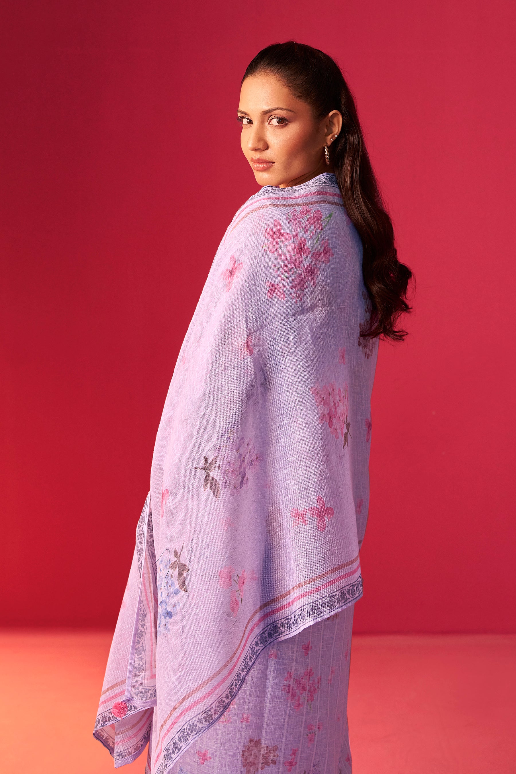 Linen Embroidered Kurta Set