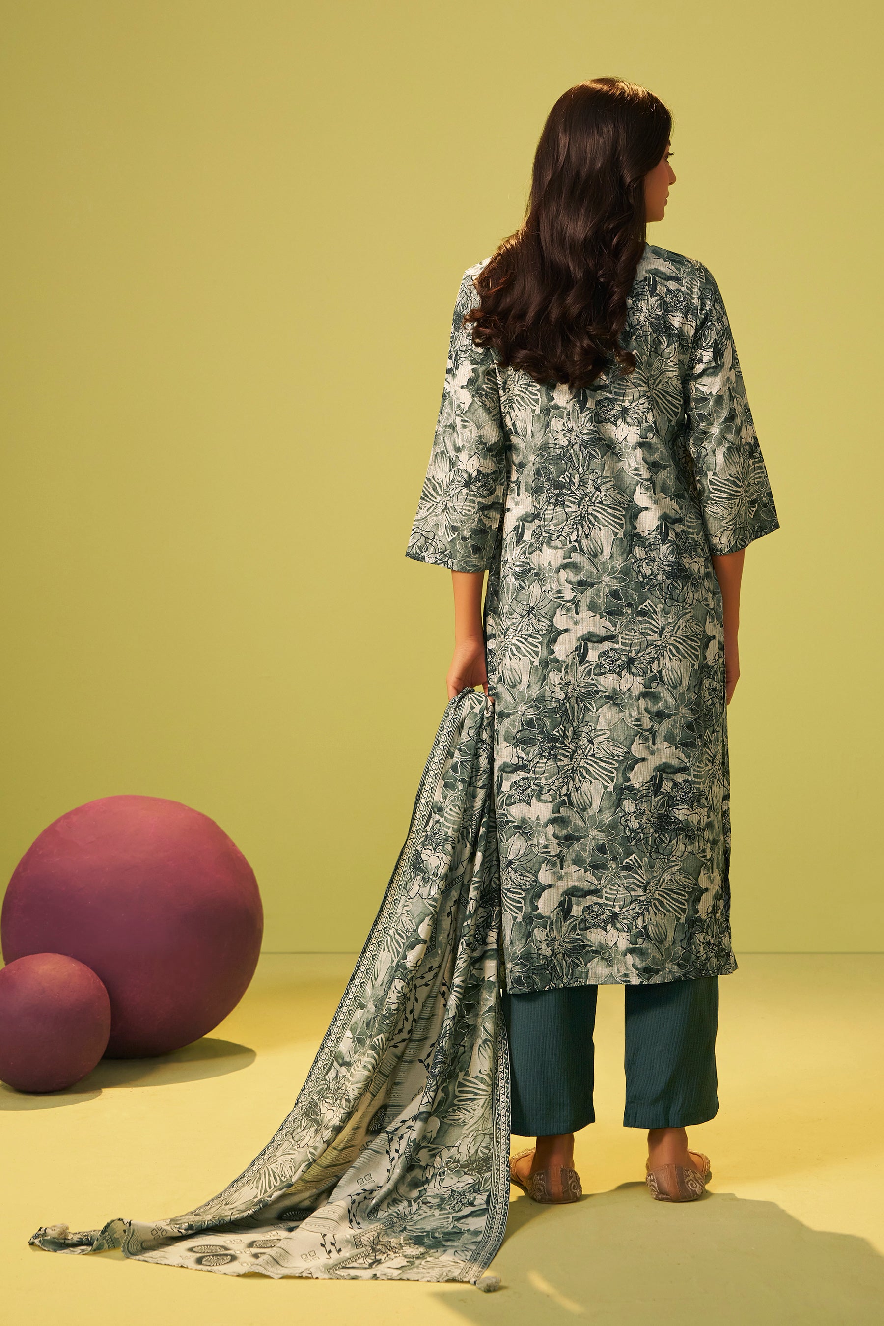 Harit Green Digital Print Kurta Set