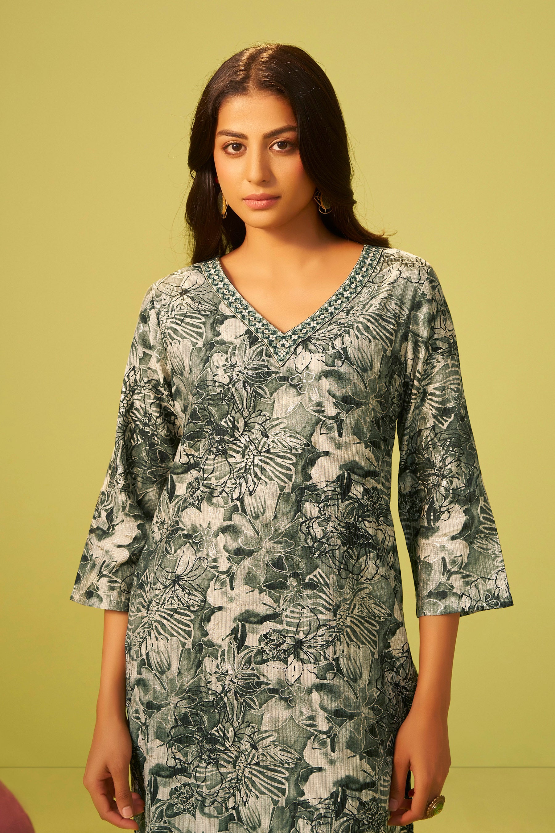 Harit Green Digital Print Kurta Set