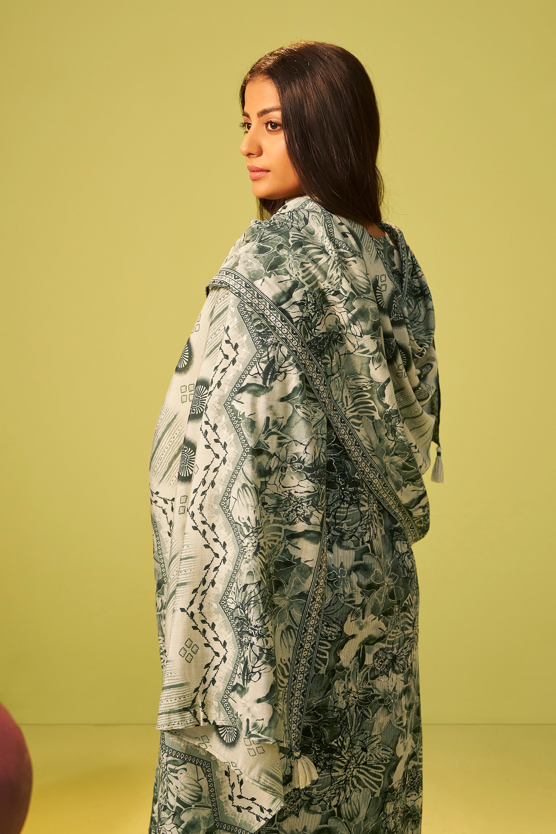 Harit Green Digital Print Kurta Set