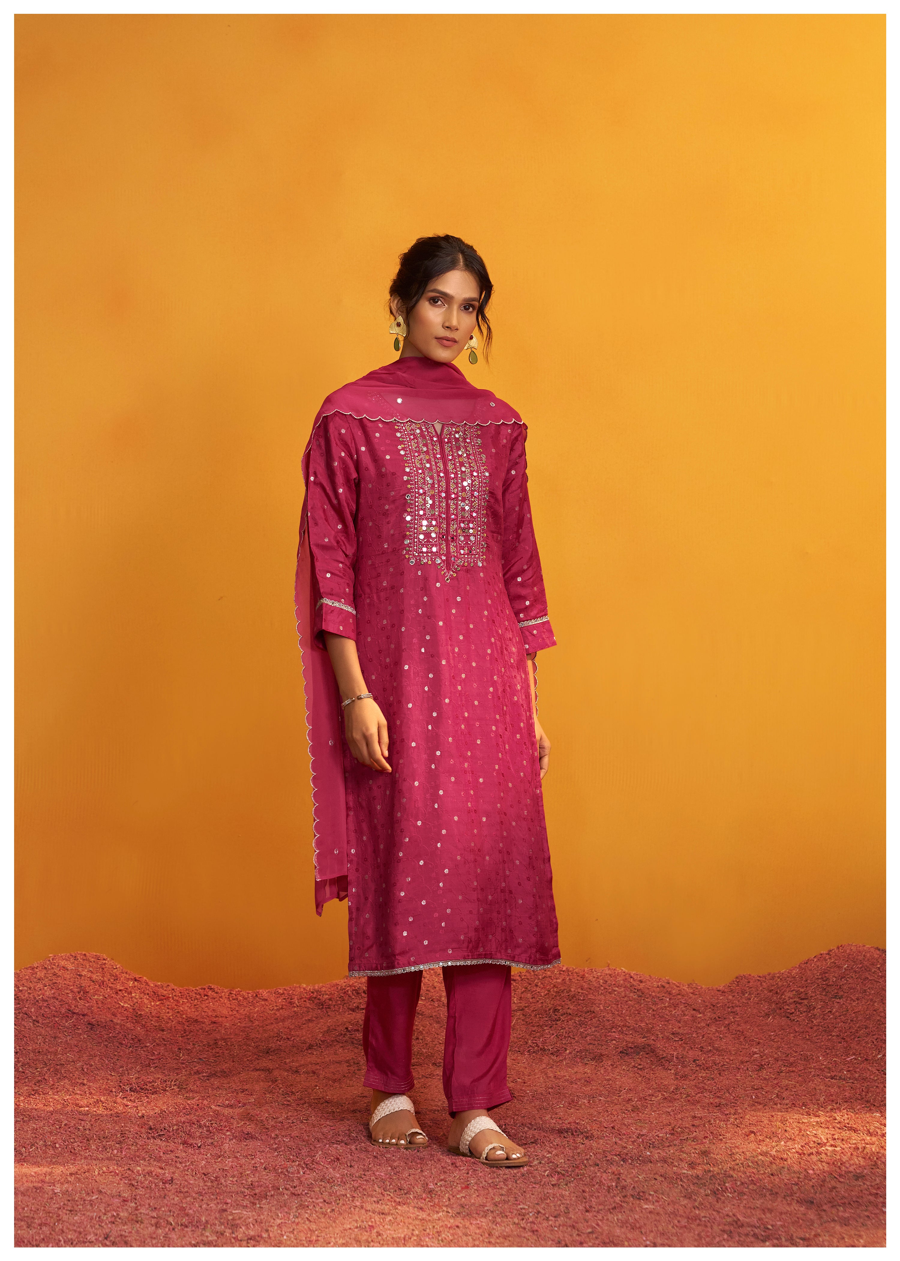 Mirror Embroidery Kurta Set