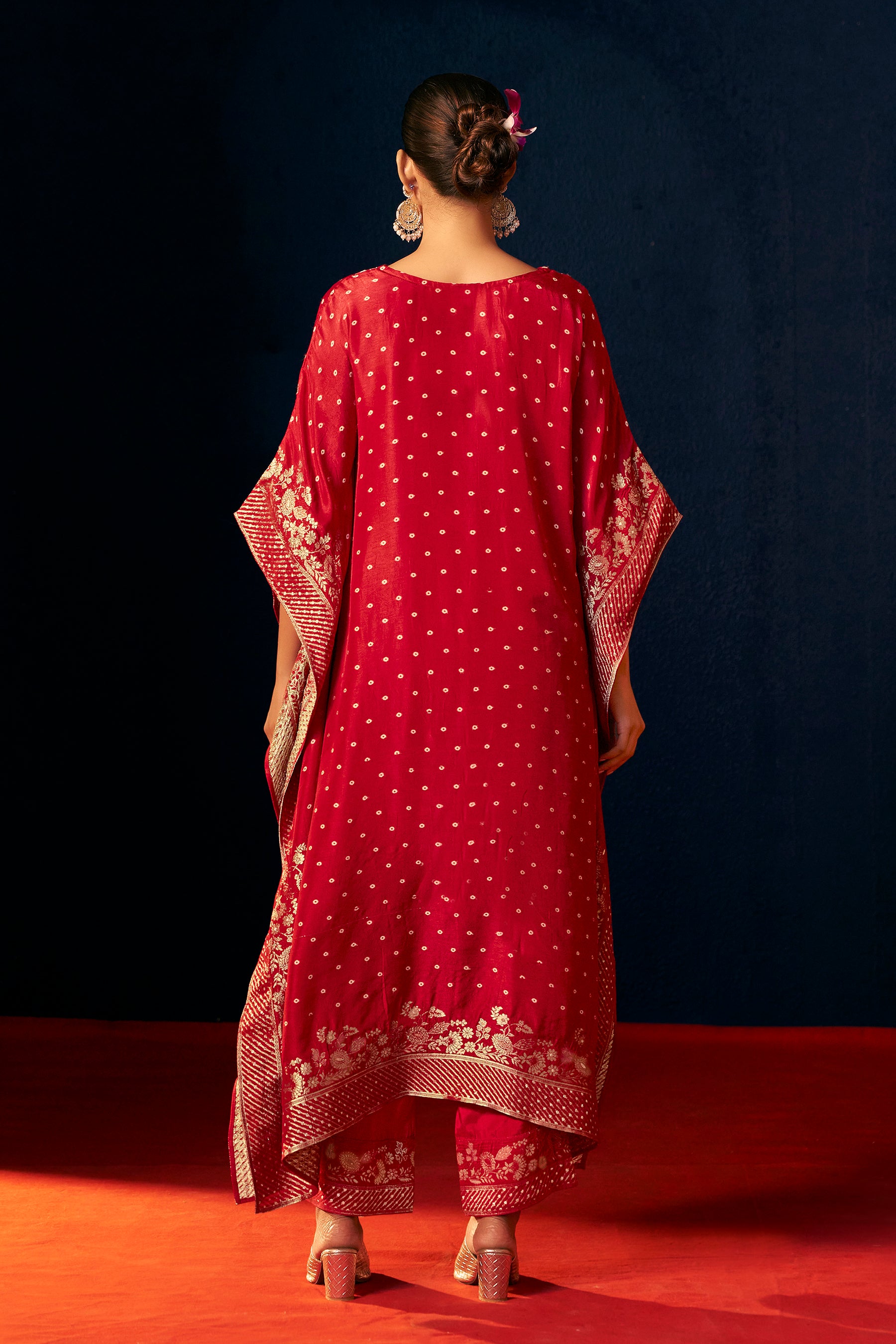 Dola Silk Kaftaan Set – Red