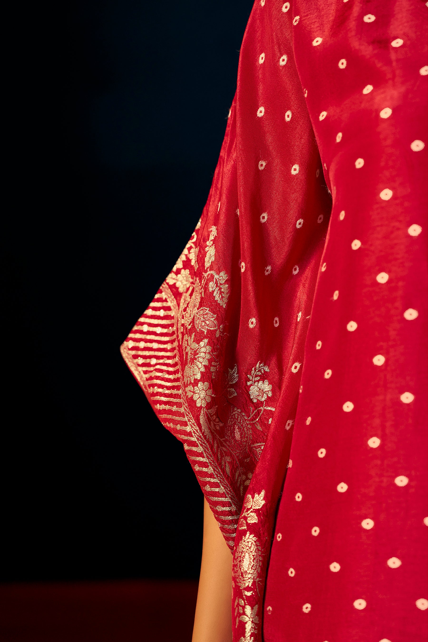 Dola Silk Kaftaan Set – Red