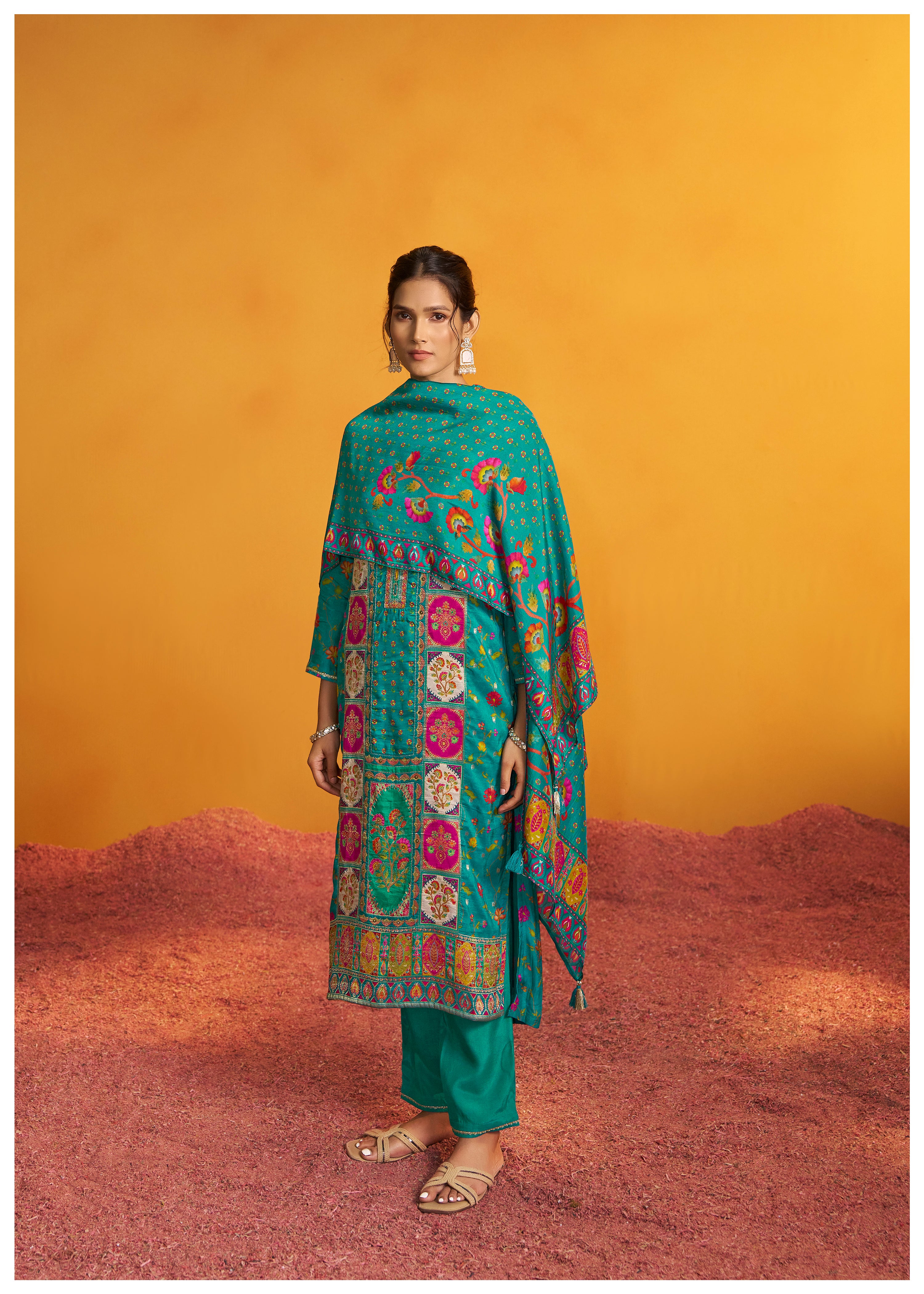 Position Print Russian Silk Kurta Set