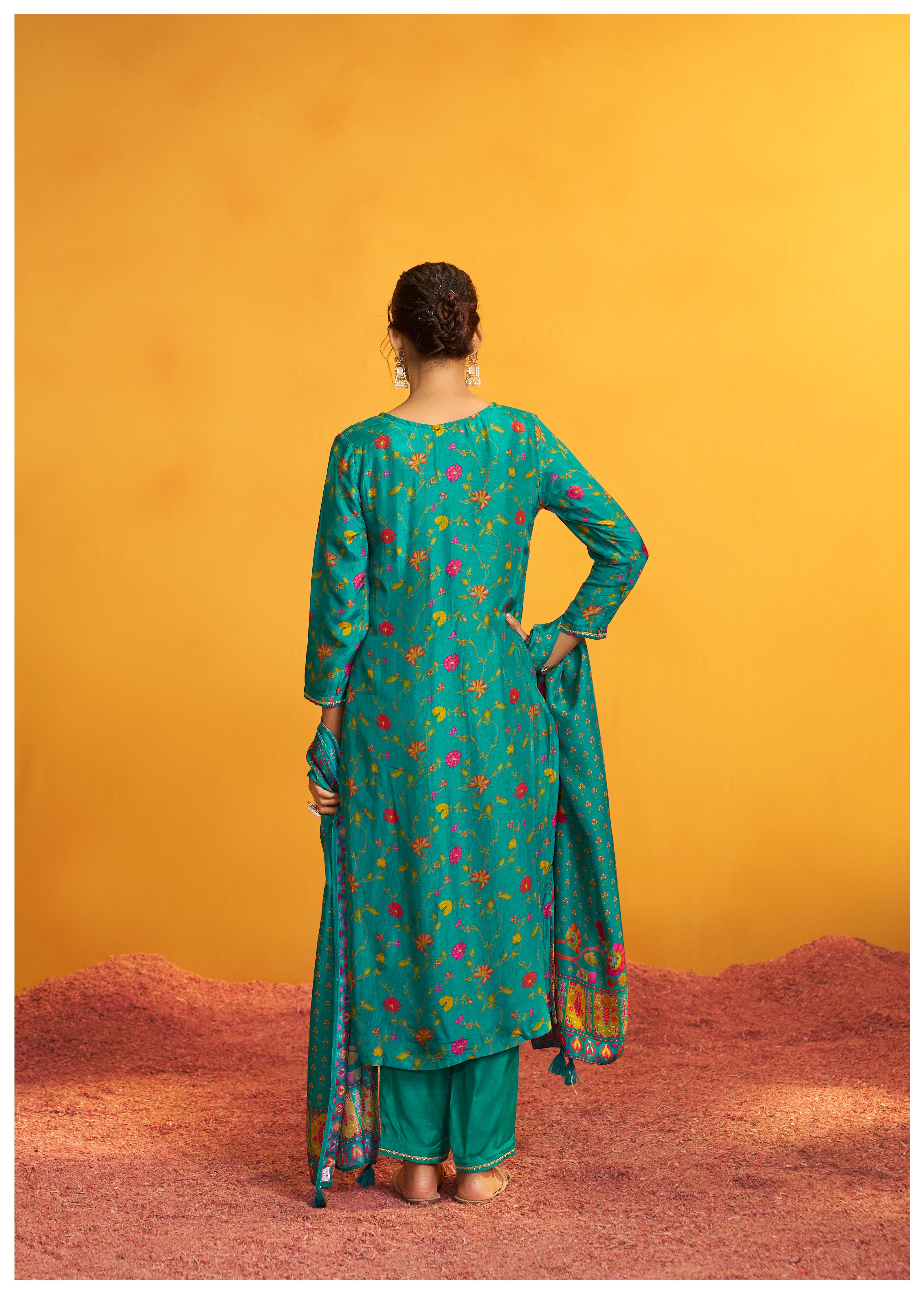 Position Print Russian Silk Kurta Set