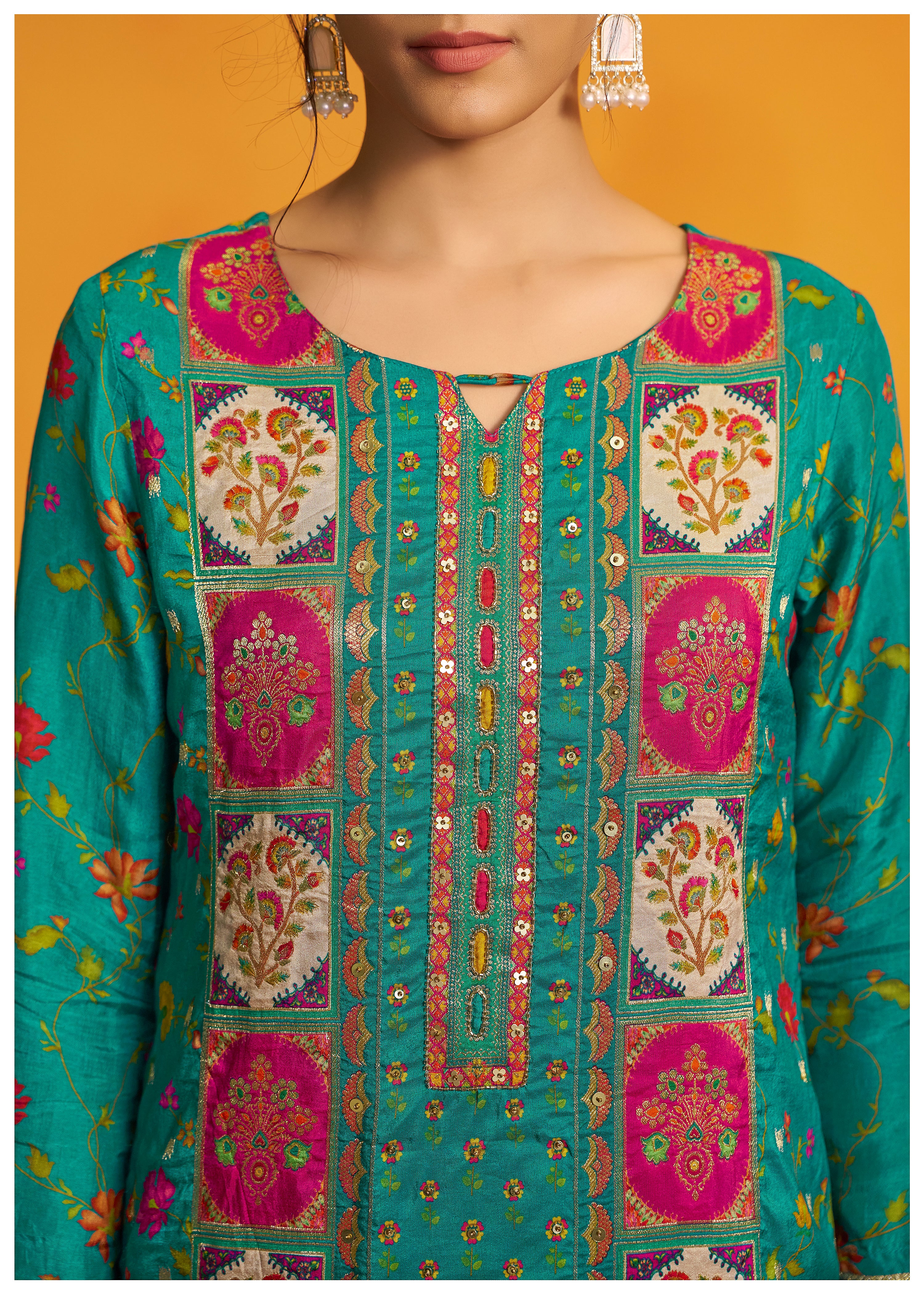 Position Print Russian Silk Kurta Set