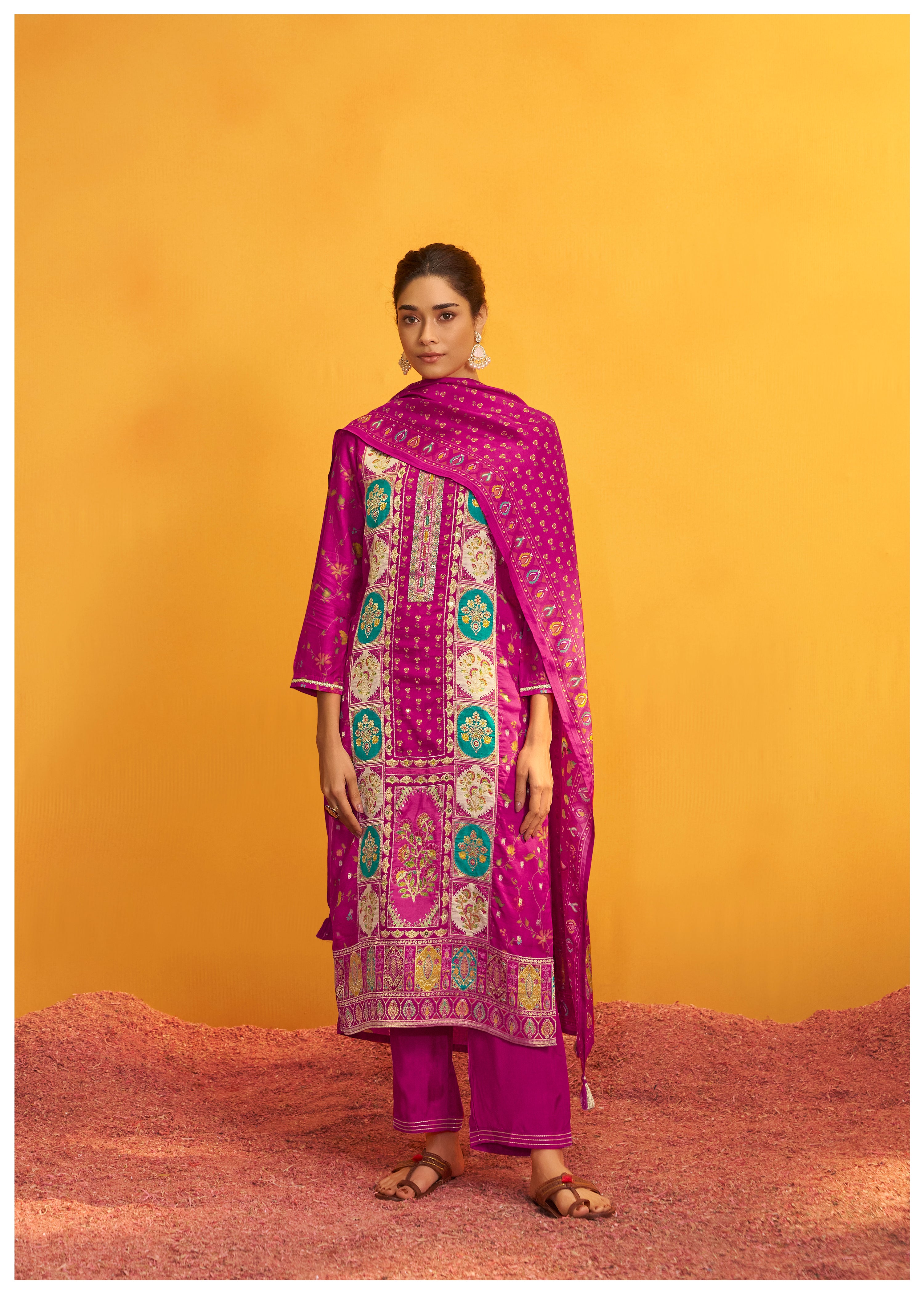 Position Print Russian Silk Kurta Set