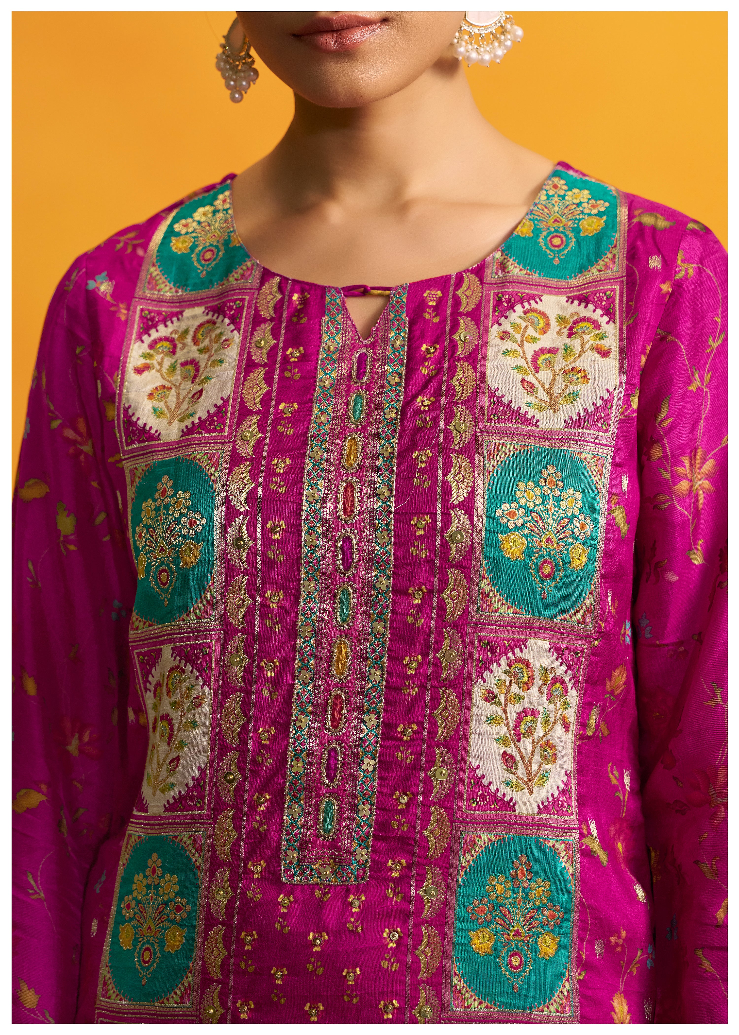 Position Print Russian Silk Kurta Set