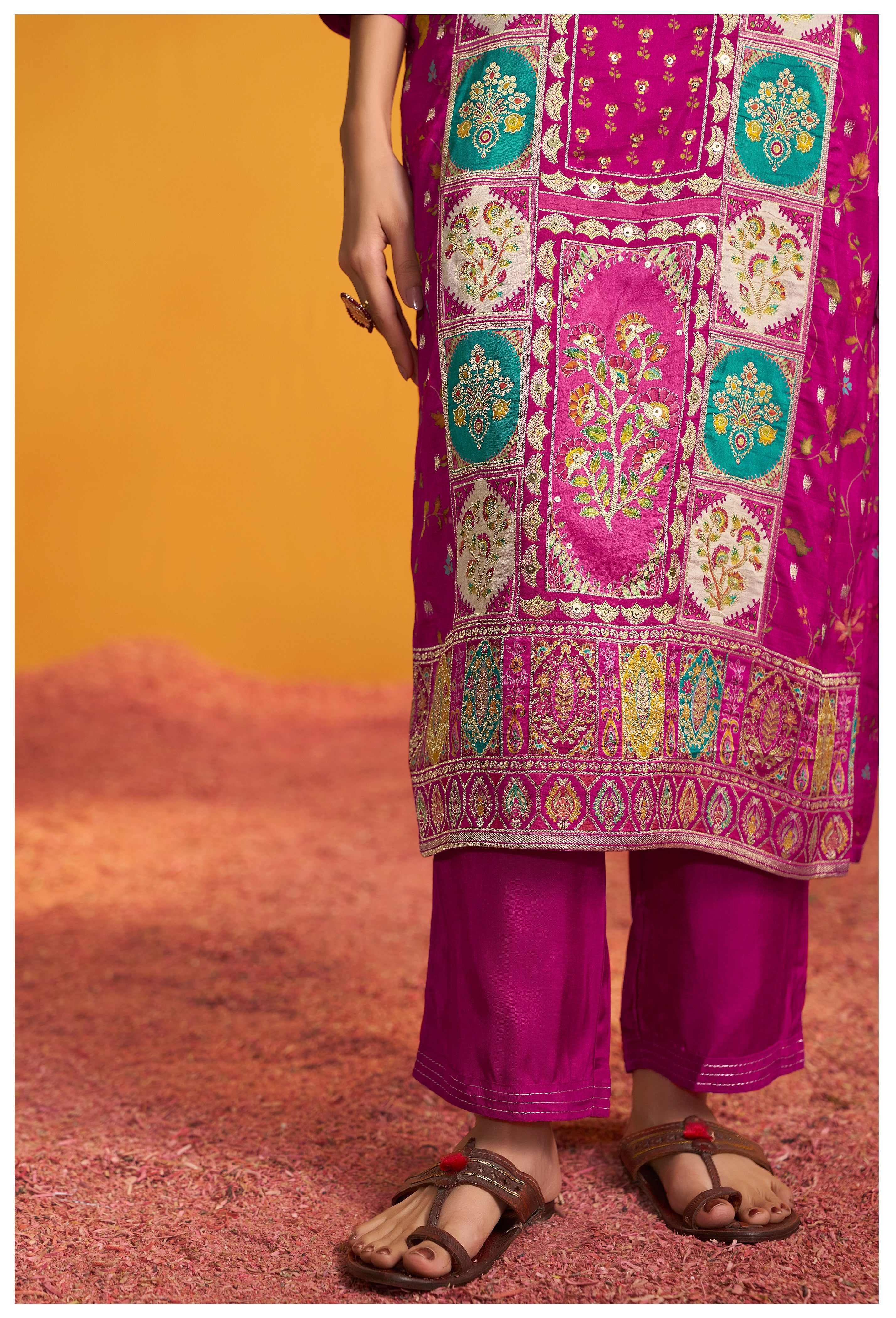 Position Print Russian Silk Kurta Set