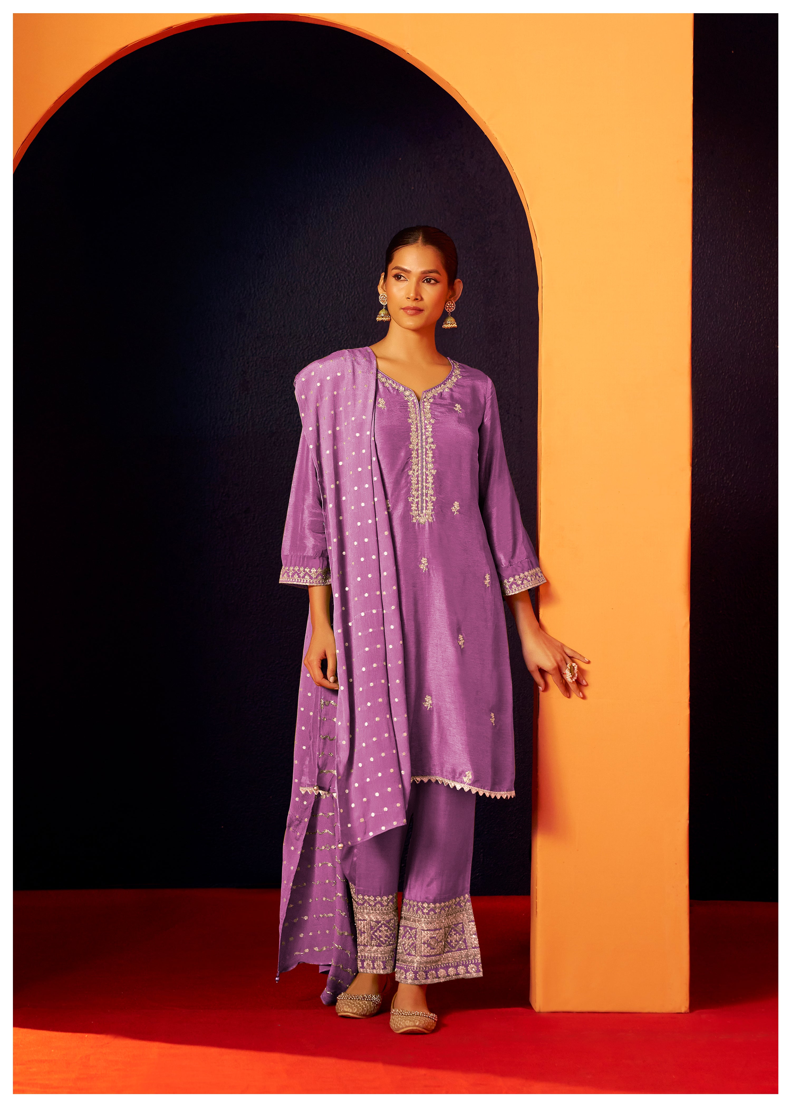 Chinnon Dupatta With Heavy Embroidery Work Set