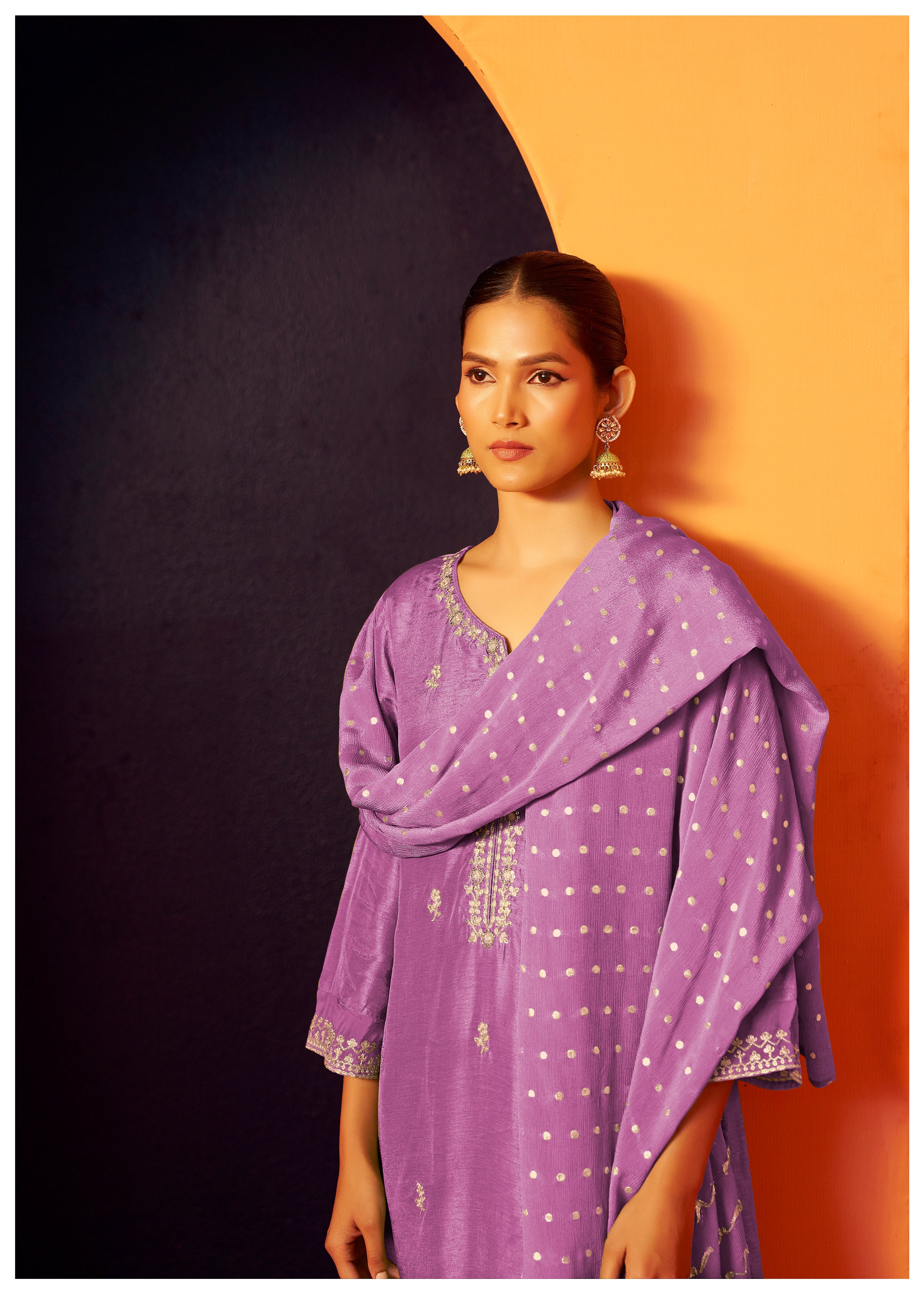 Chinnon Dupatta With Heavy Embroidery Work Set