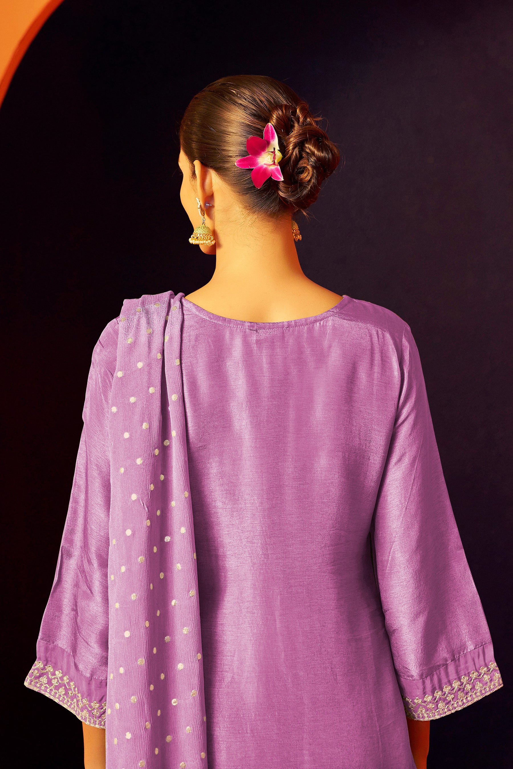 Embroidered Dola Silk Kurti Set