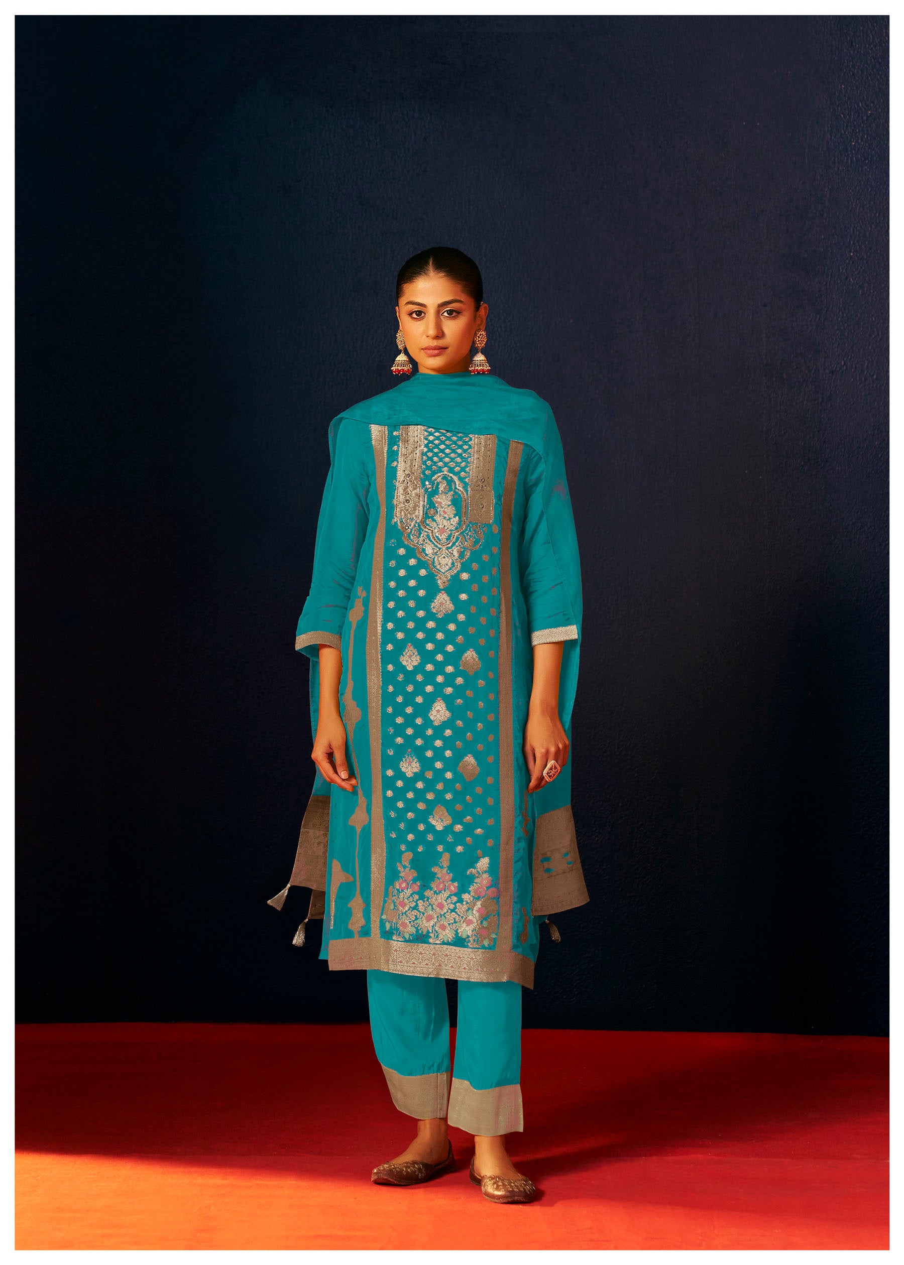 Serenith Rama Organza Jacquard Kurta Set