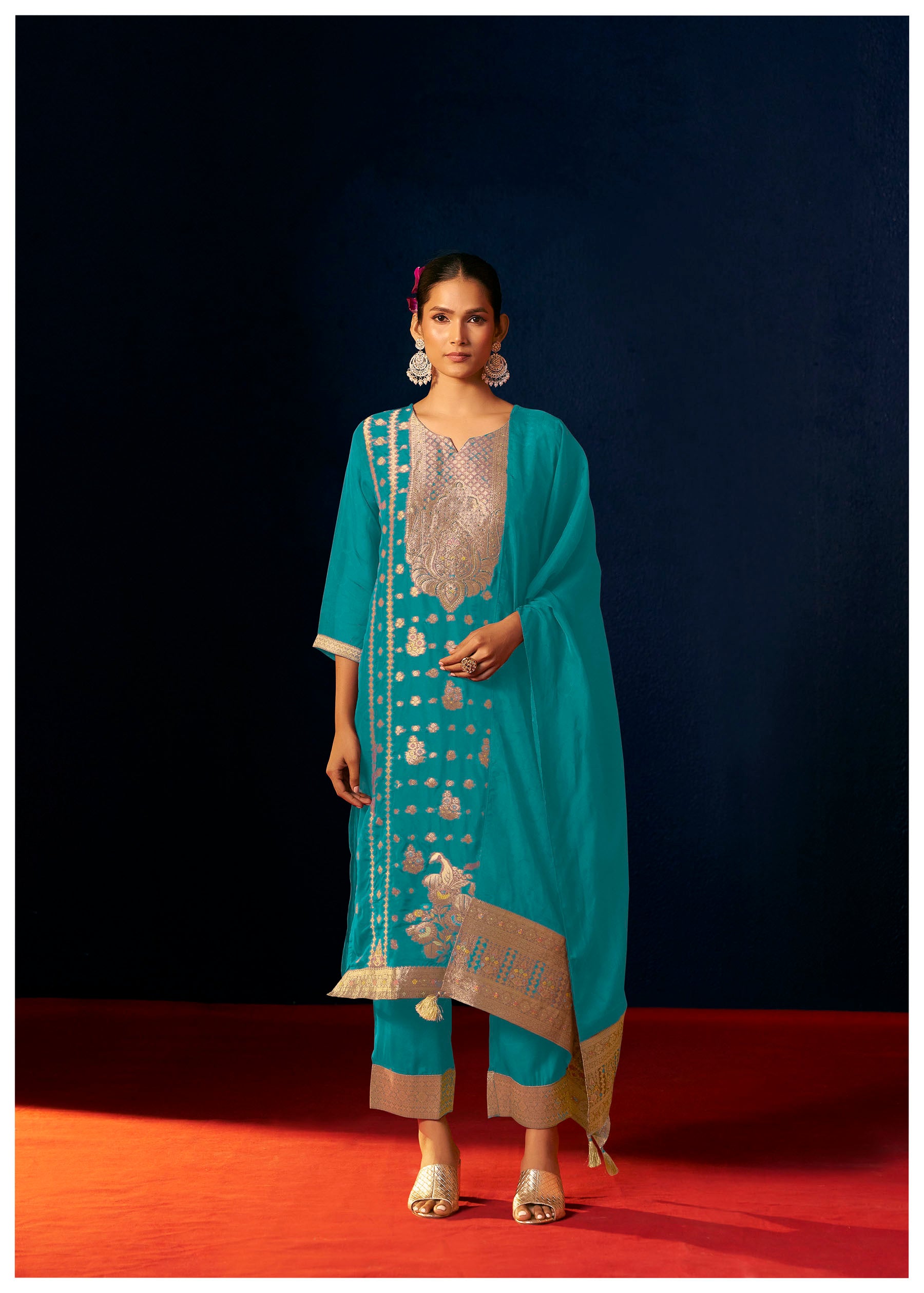 Celenya Rama Organza Jacquard Kurta Set