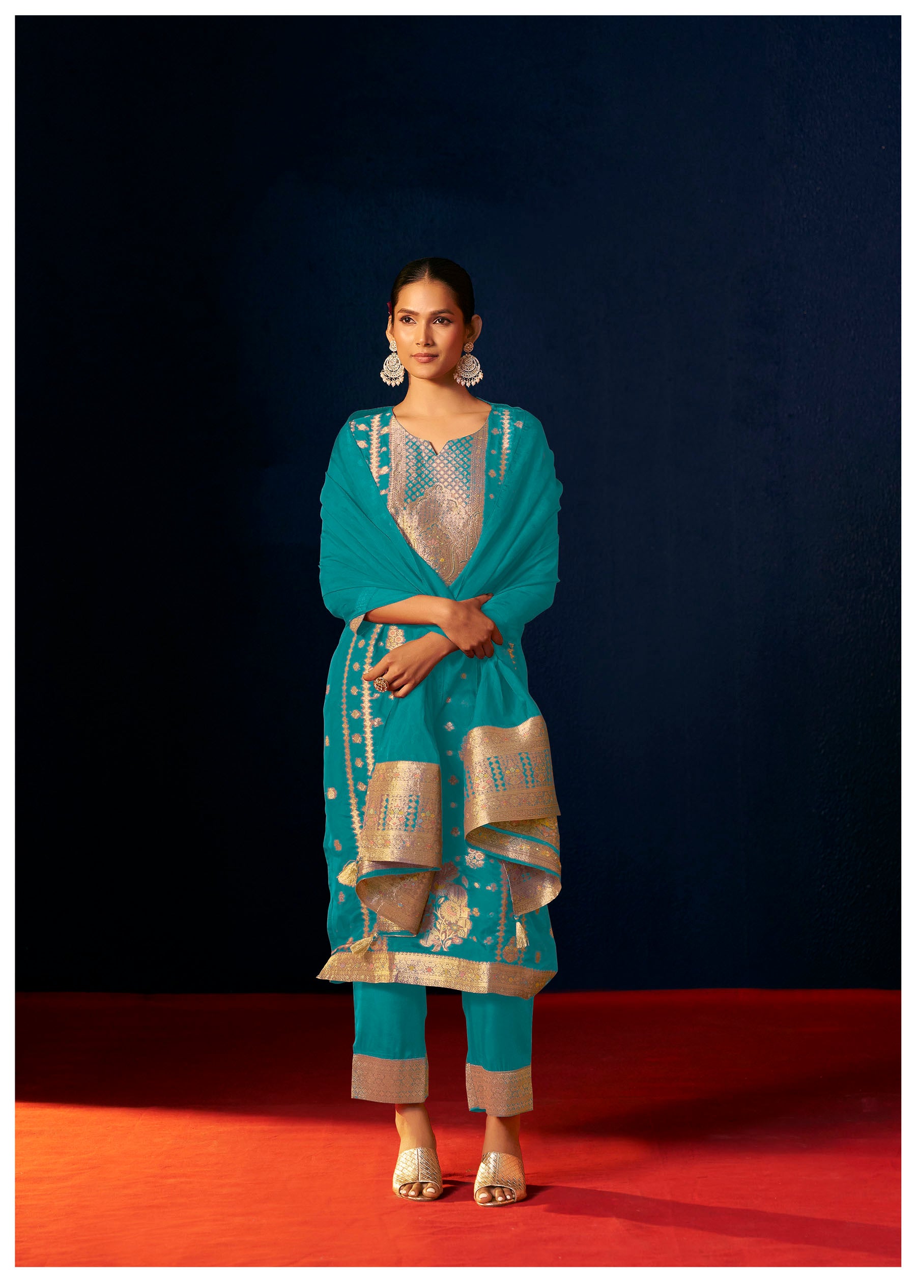 Celenya Rama Organza Jacquard Kurta Set