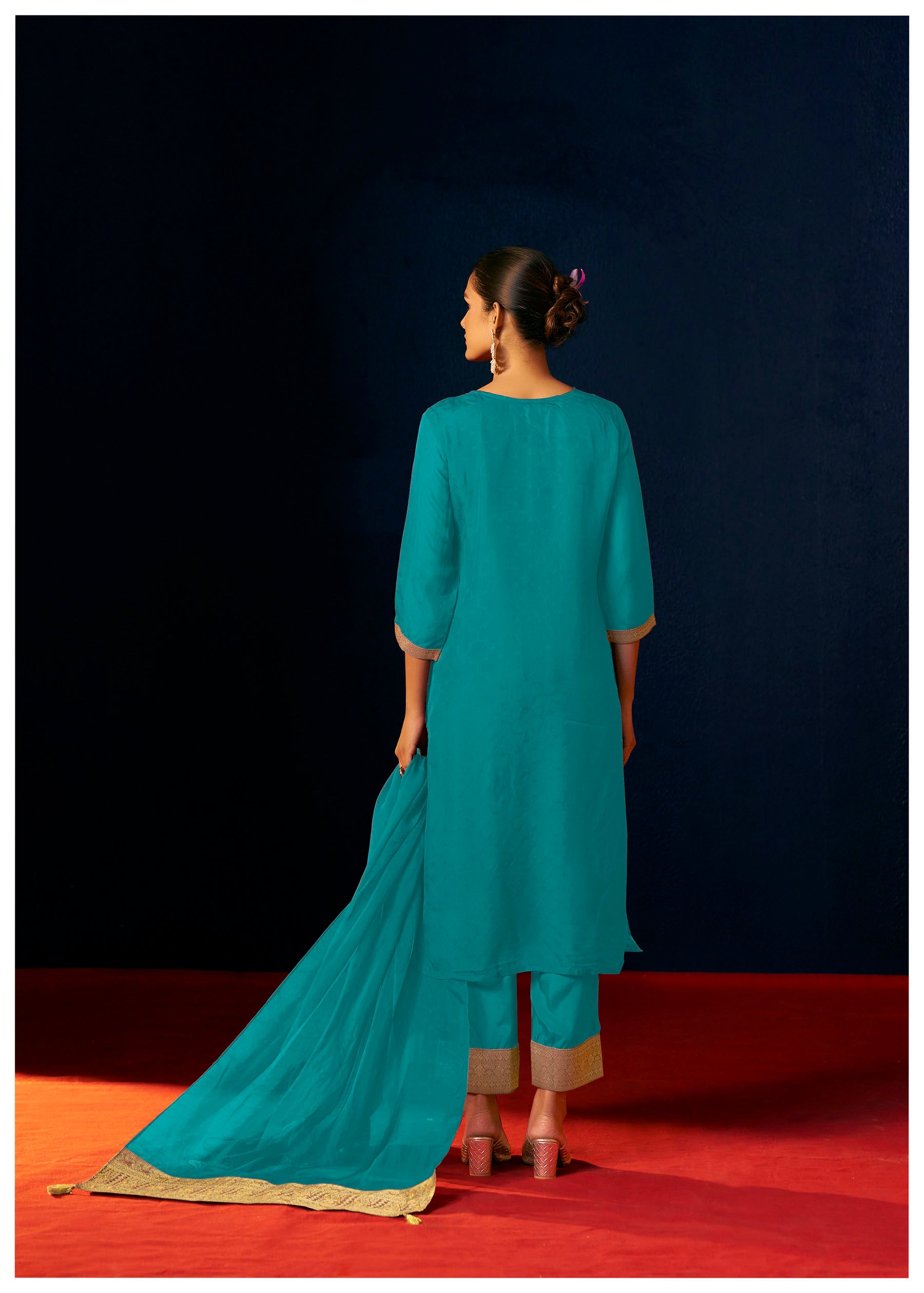 Celenya Rama Organza Jacquard Kurta Set