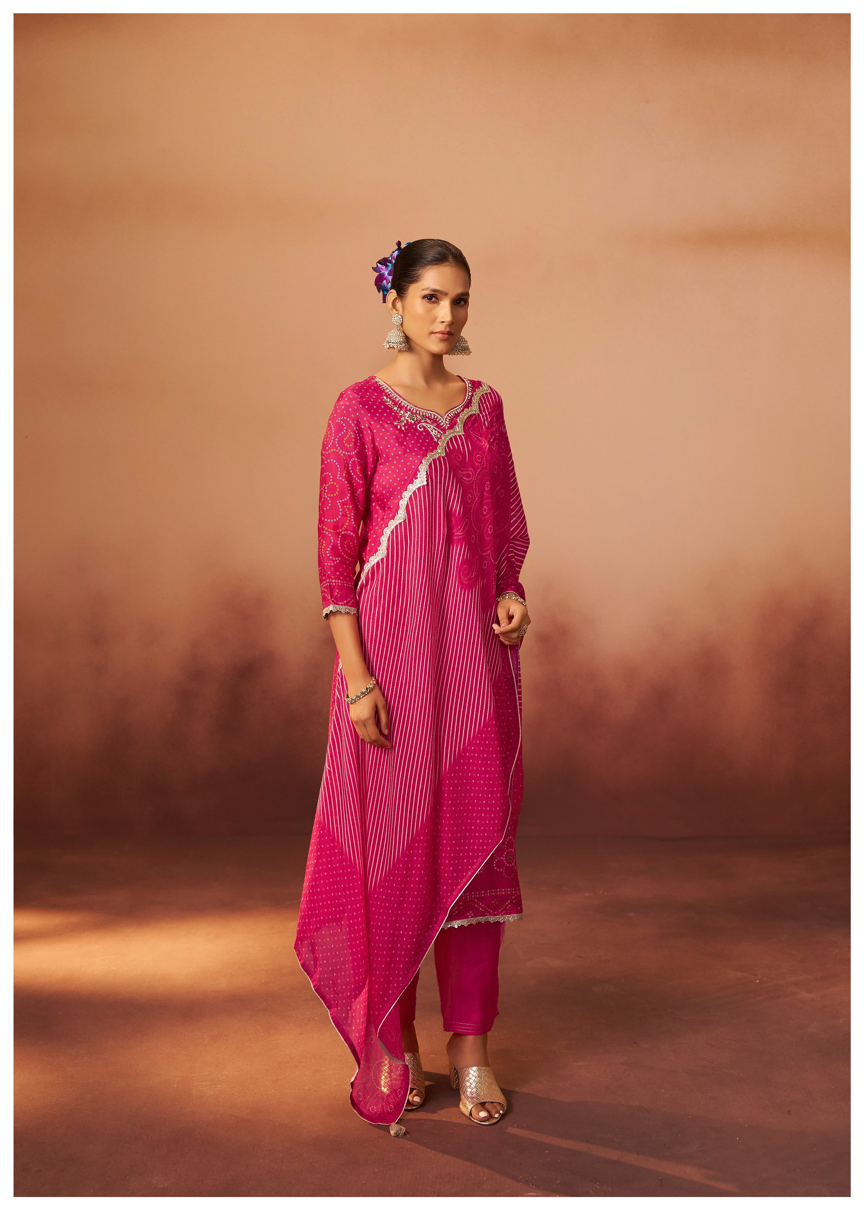 Bandhani Digital Print Kurta Set