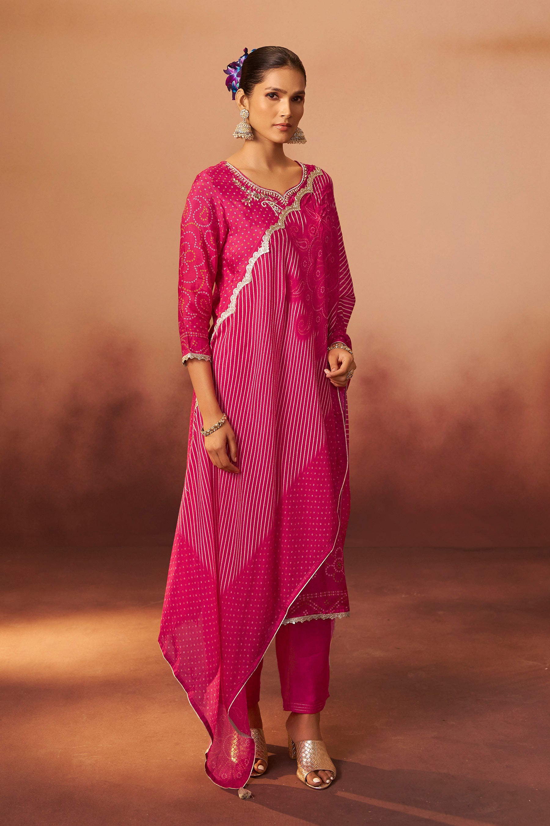 Bandhani Digital Print Kurta Set