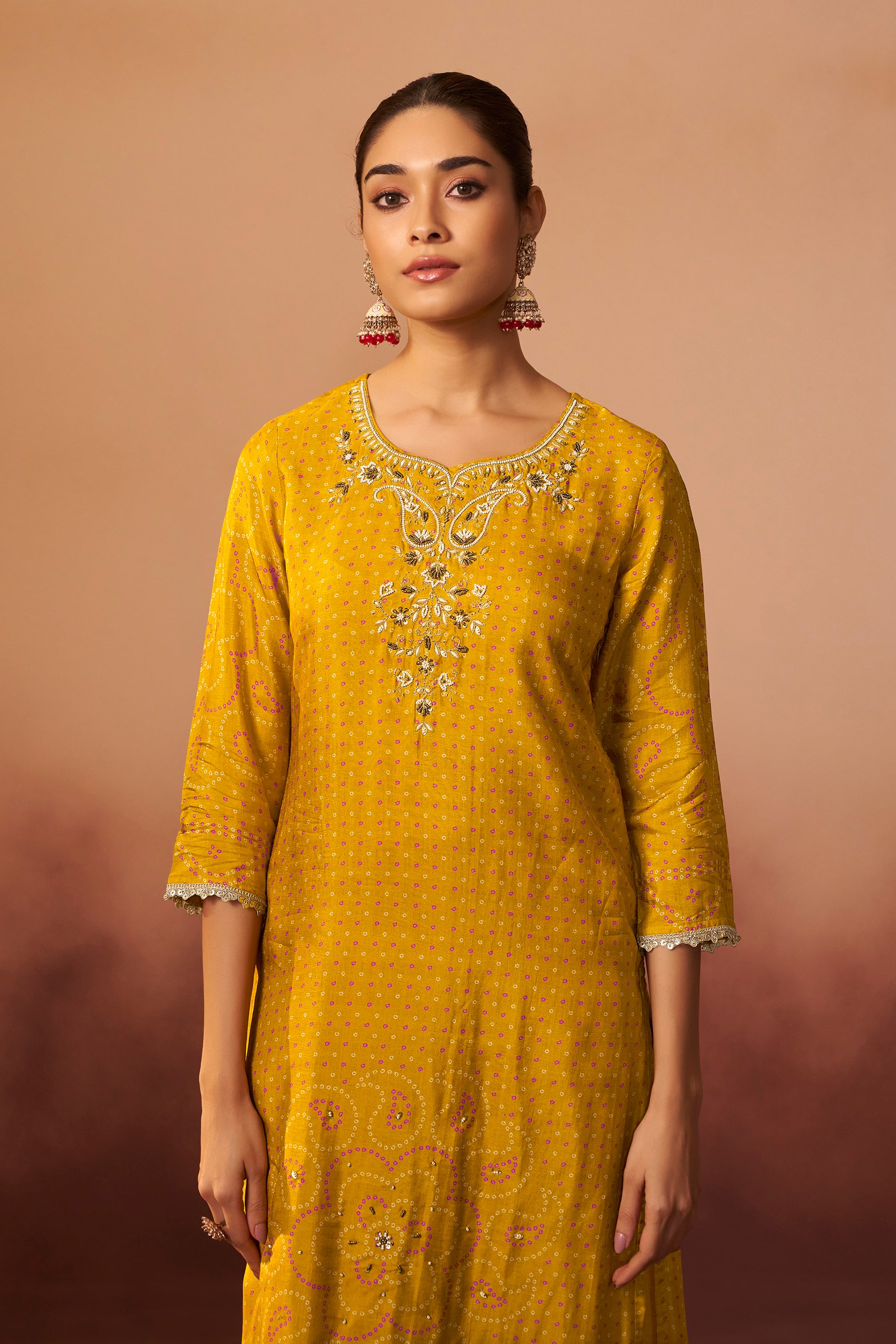 Digital Print Bandhani Kurta Set