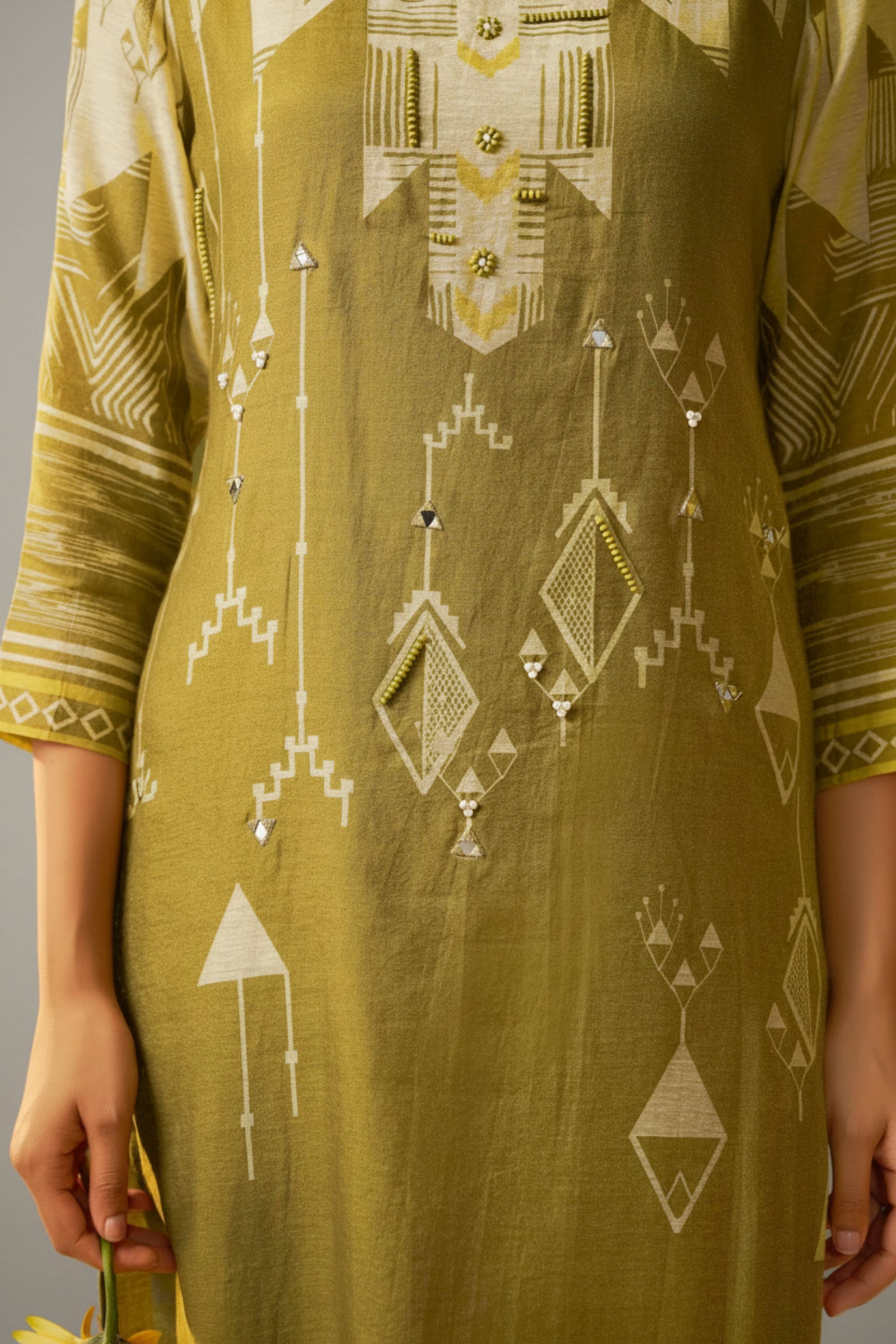 Shimmer Linen Digital Print Set – Green