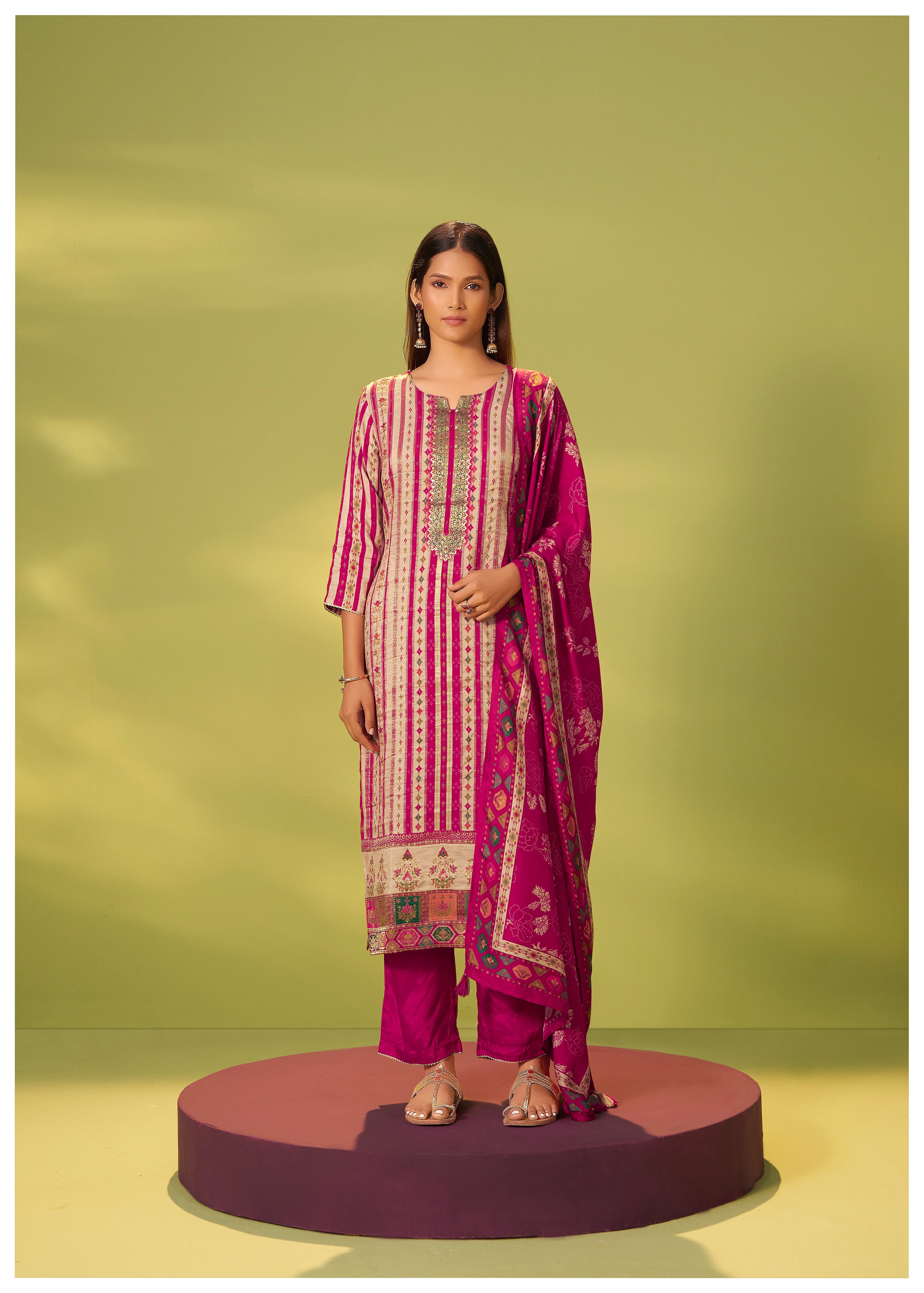 Position Print Russian Silk Kurta Set