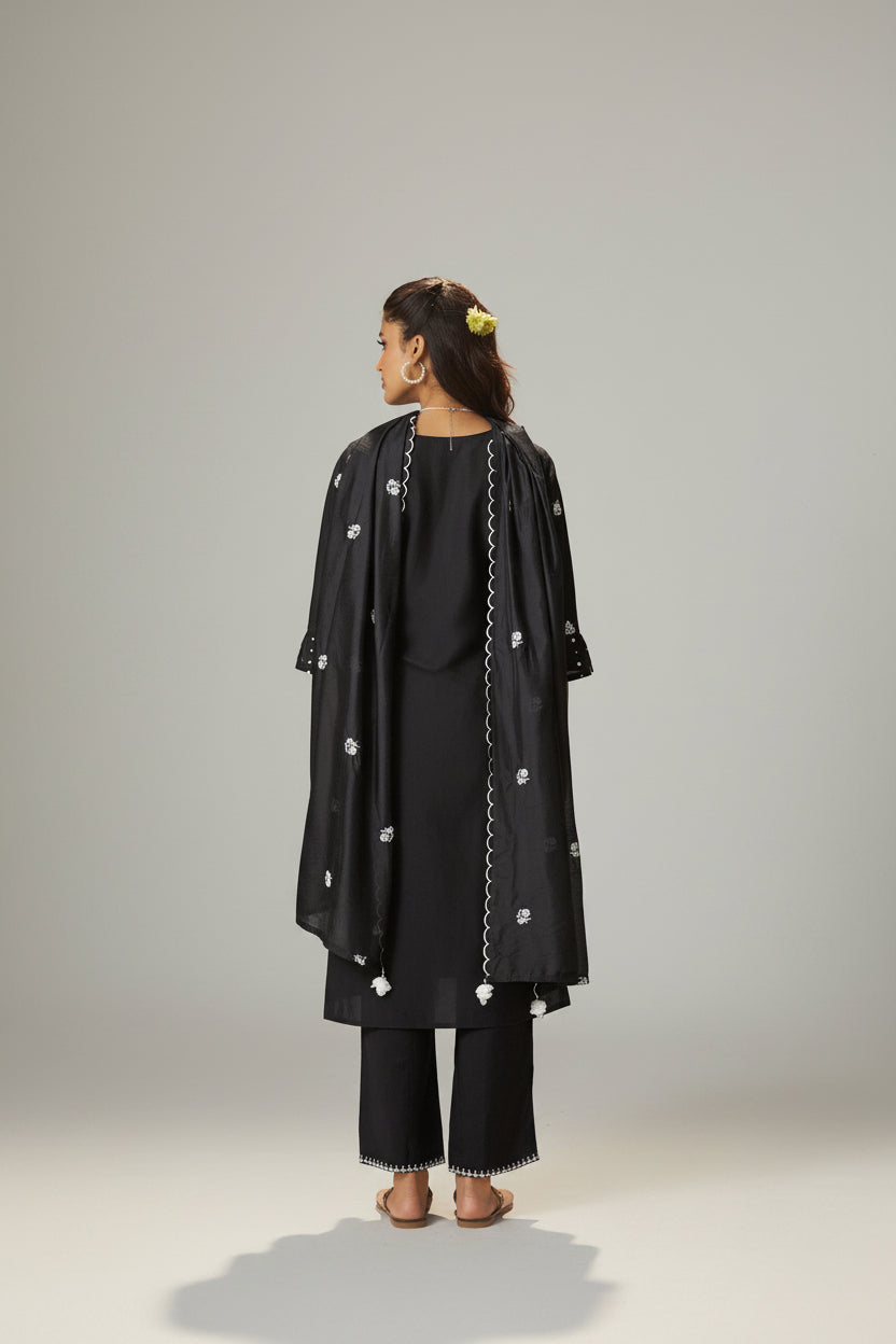 Midnight Chikankari Modal Chanderi Kurta Set