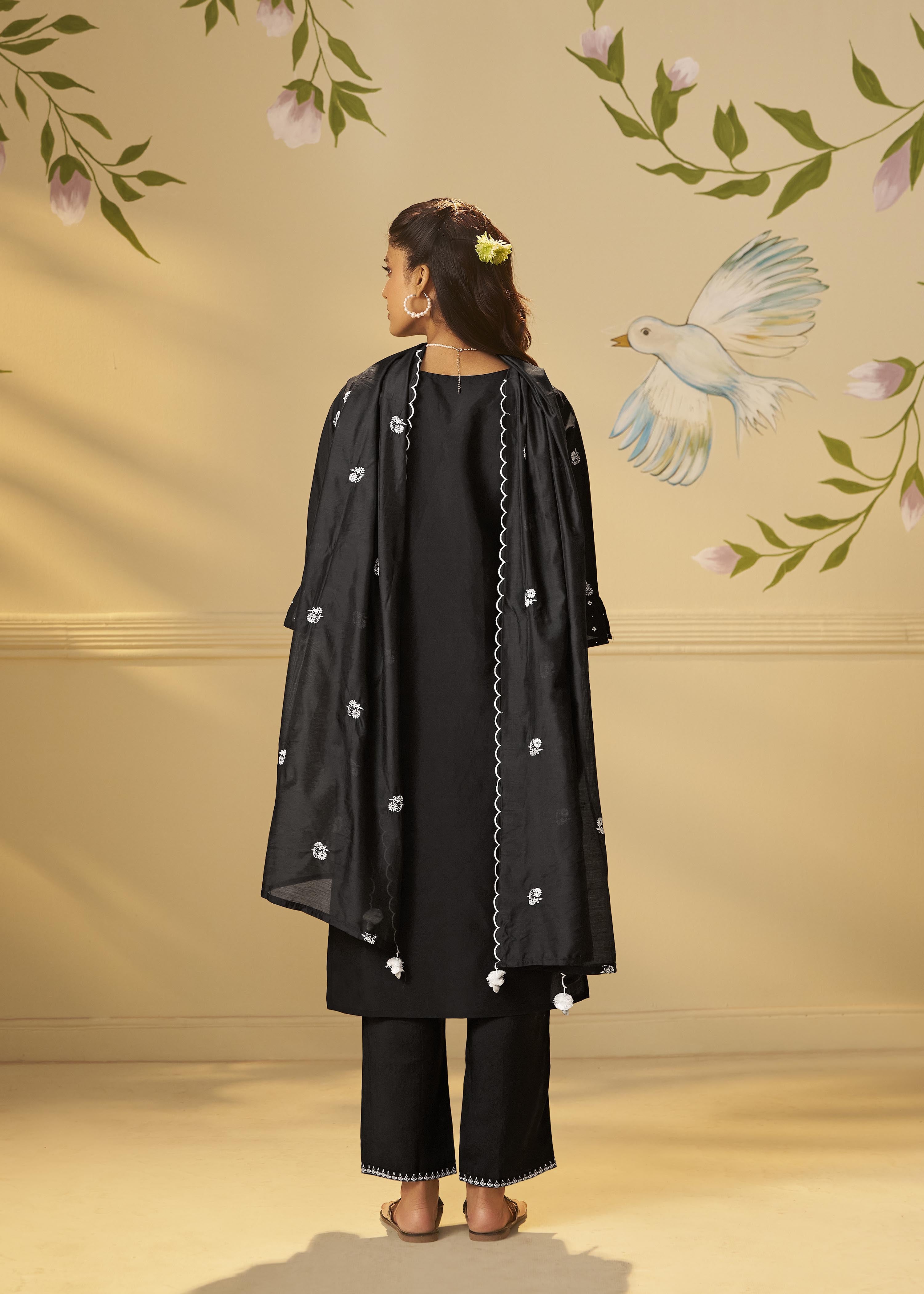 Midnight Chikankari Modal Chanderi Kurta Set