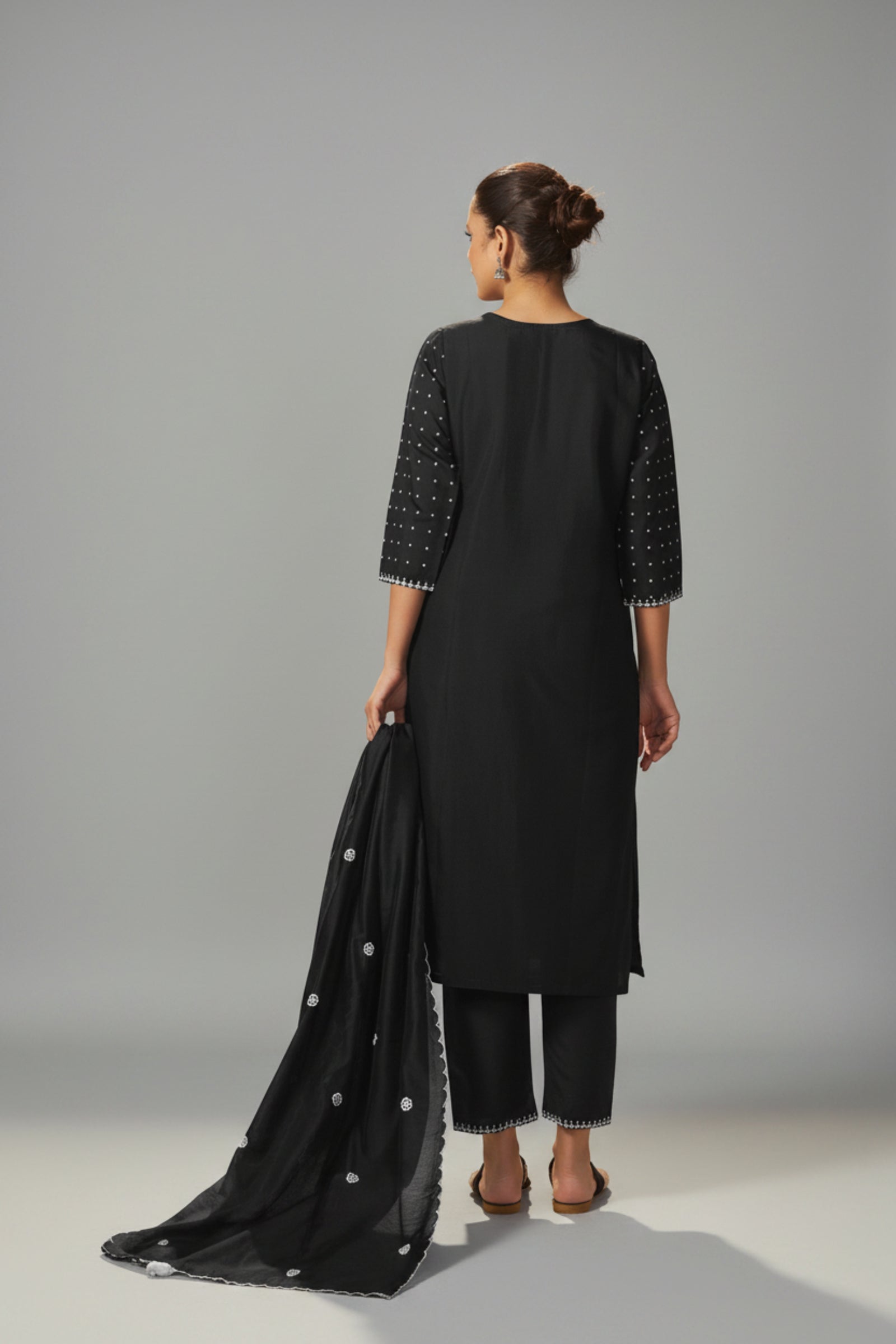 Black Chikankari Modal Chanderi Kurta Set