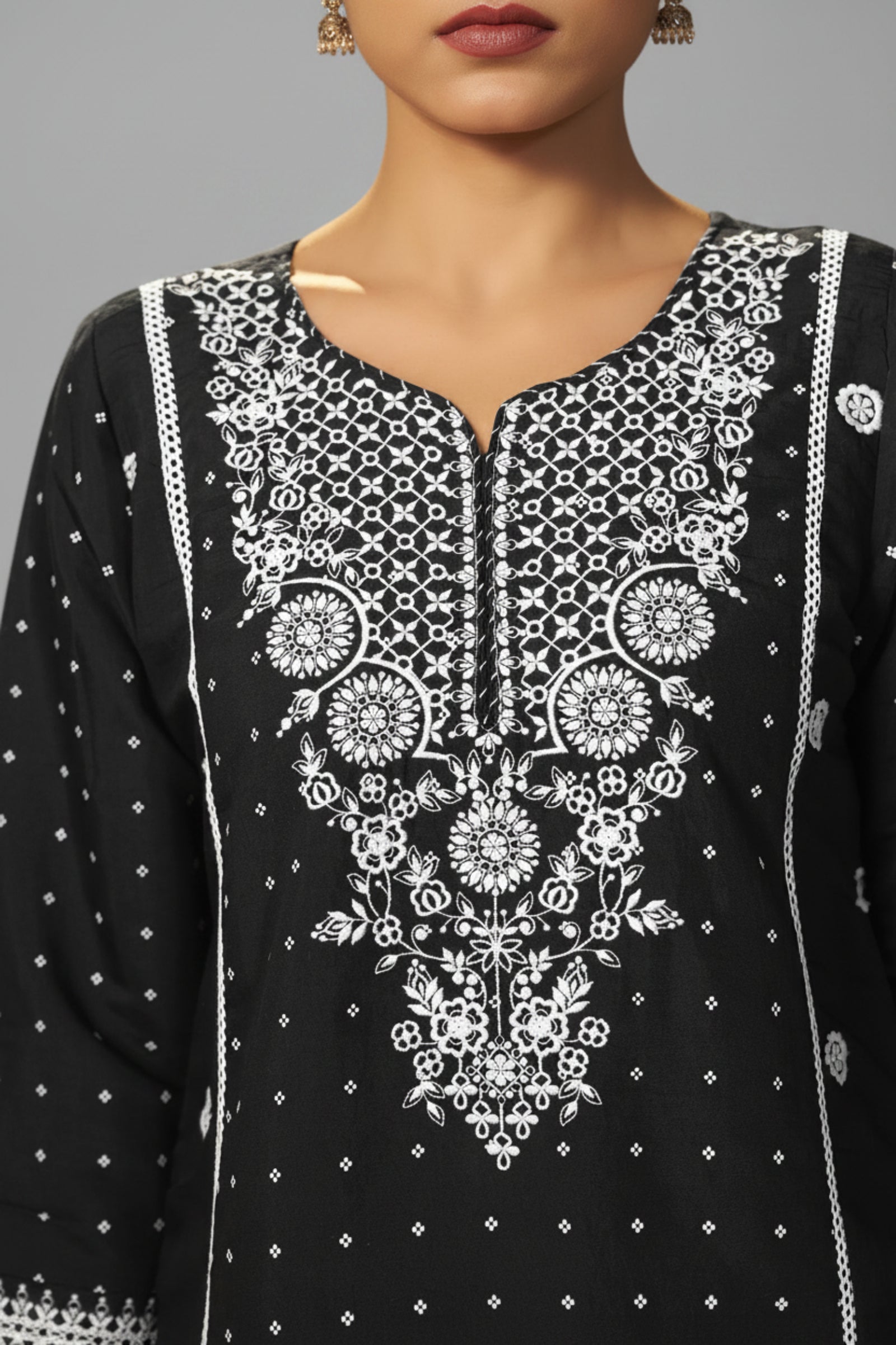 Black Chikankari Modal Chanderi Kurta Set