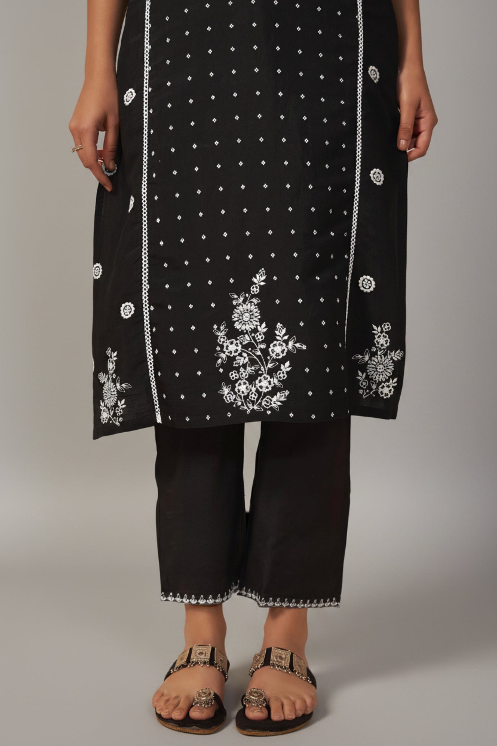 Black Chikankari Modal Chanderi Kurta Set