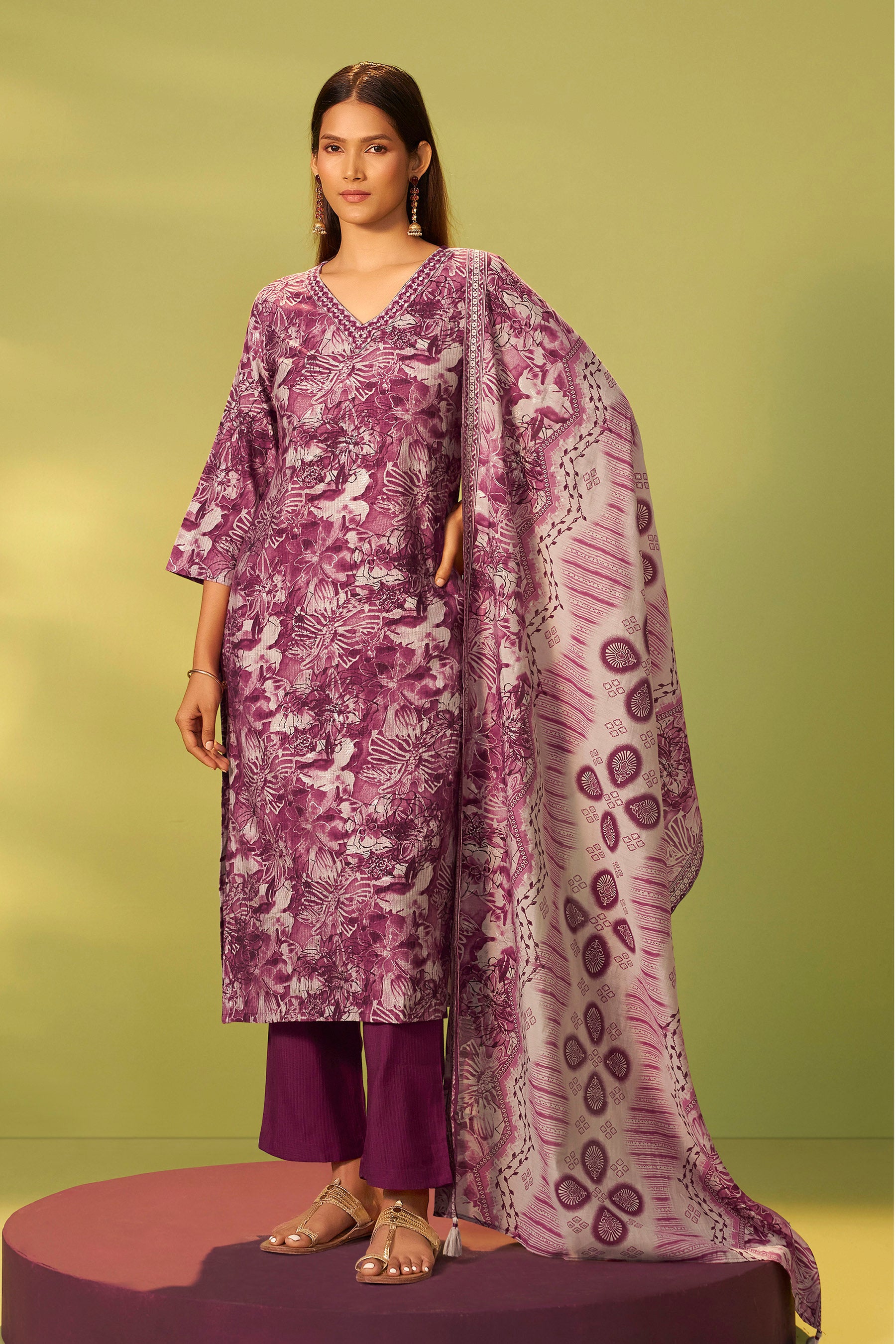 Berry Wine Silk Kurta Set