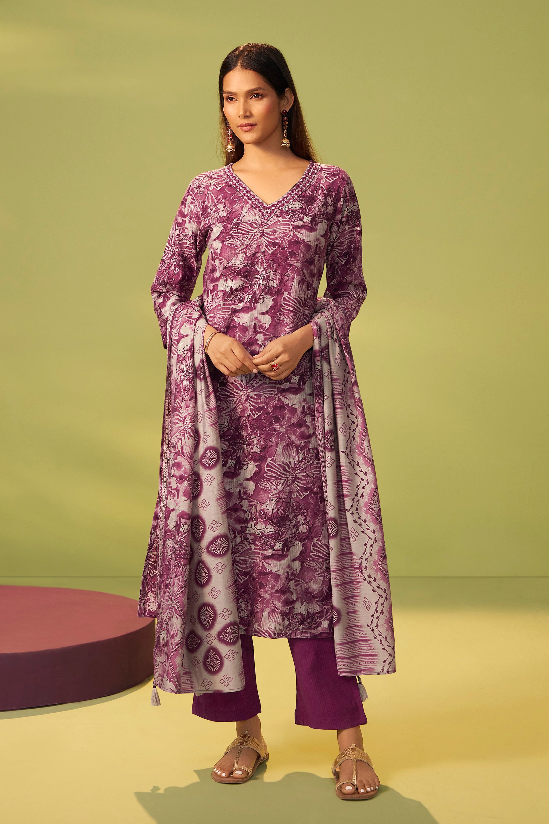 Berry Wine Silk Kurta Set