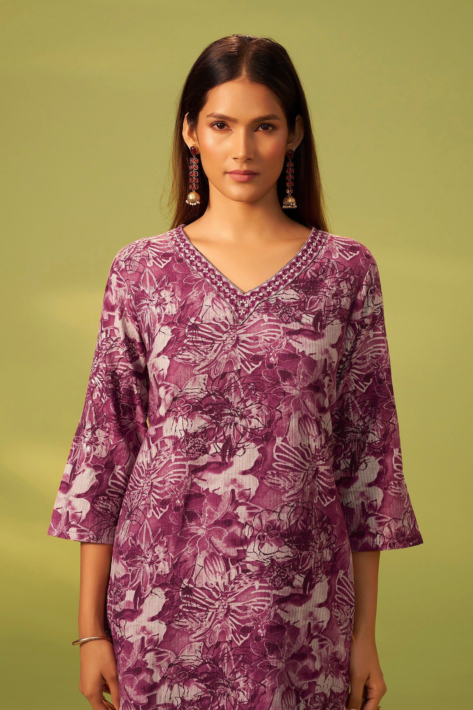 Berry Wine Silk Kurta Set