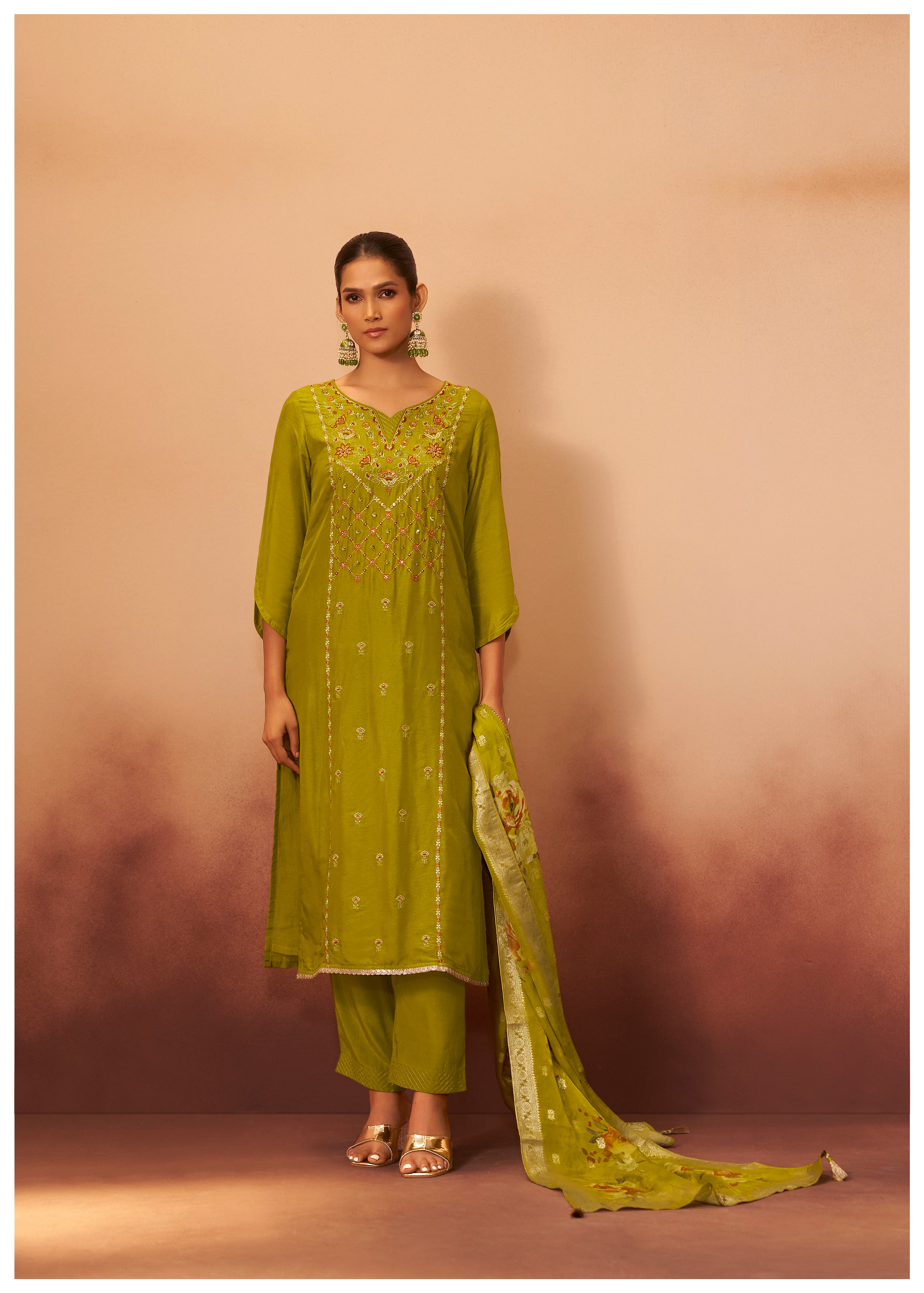 Digital Print Organza Jacquard Dupatta Set
