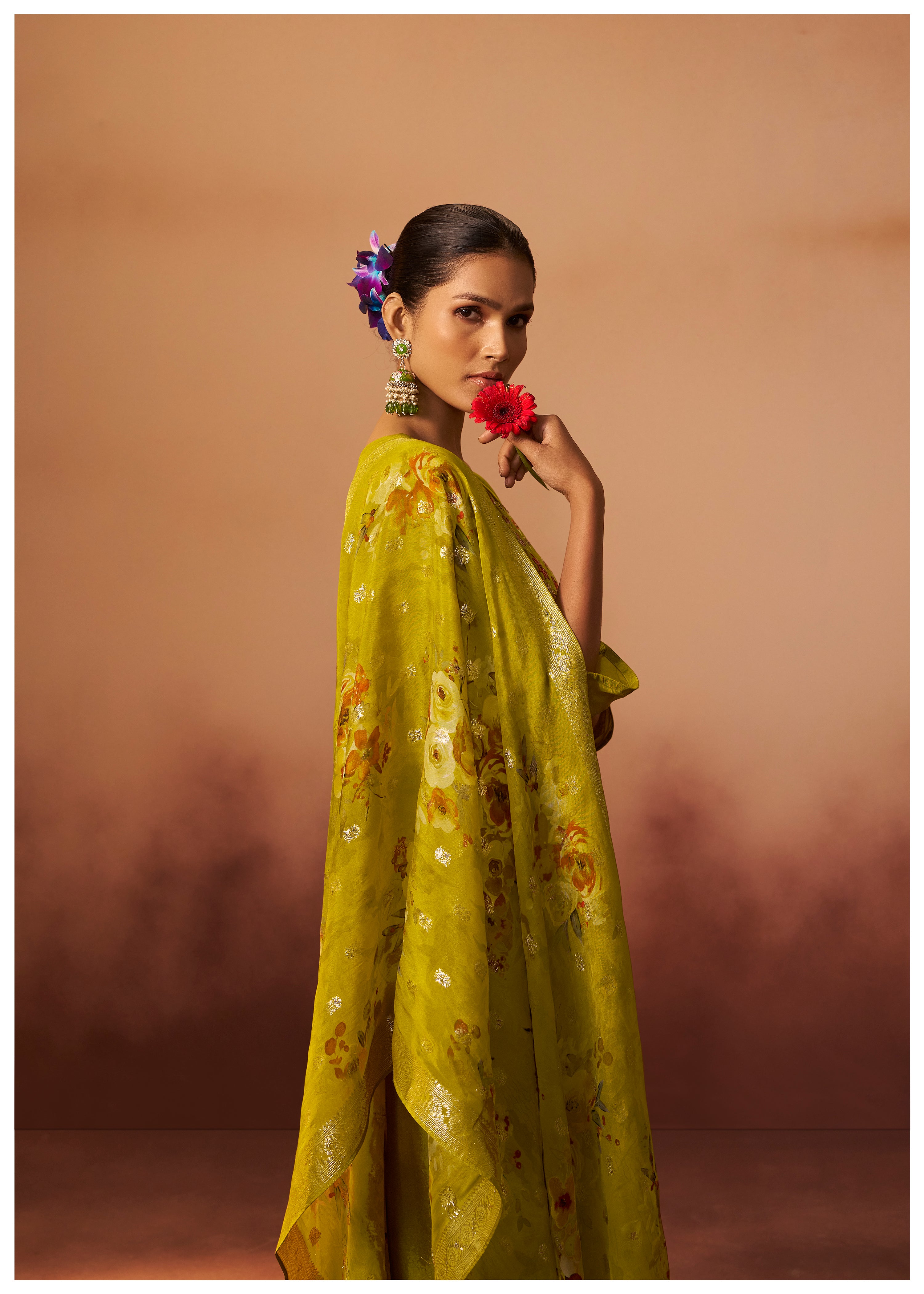 Digital Print Organza Jacquard Dupatta Set