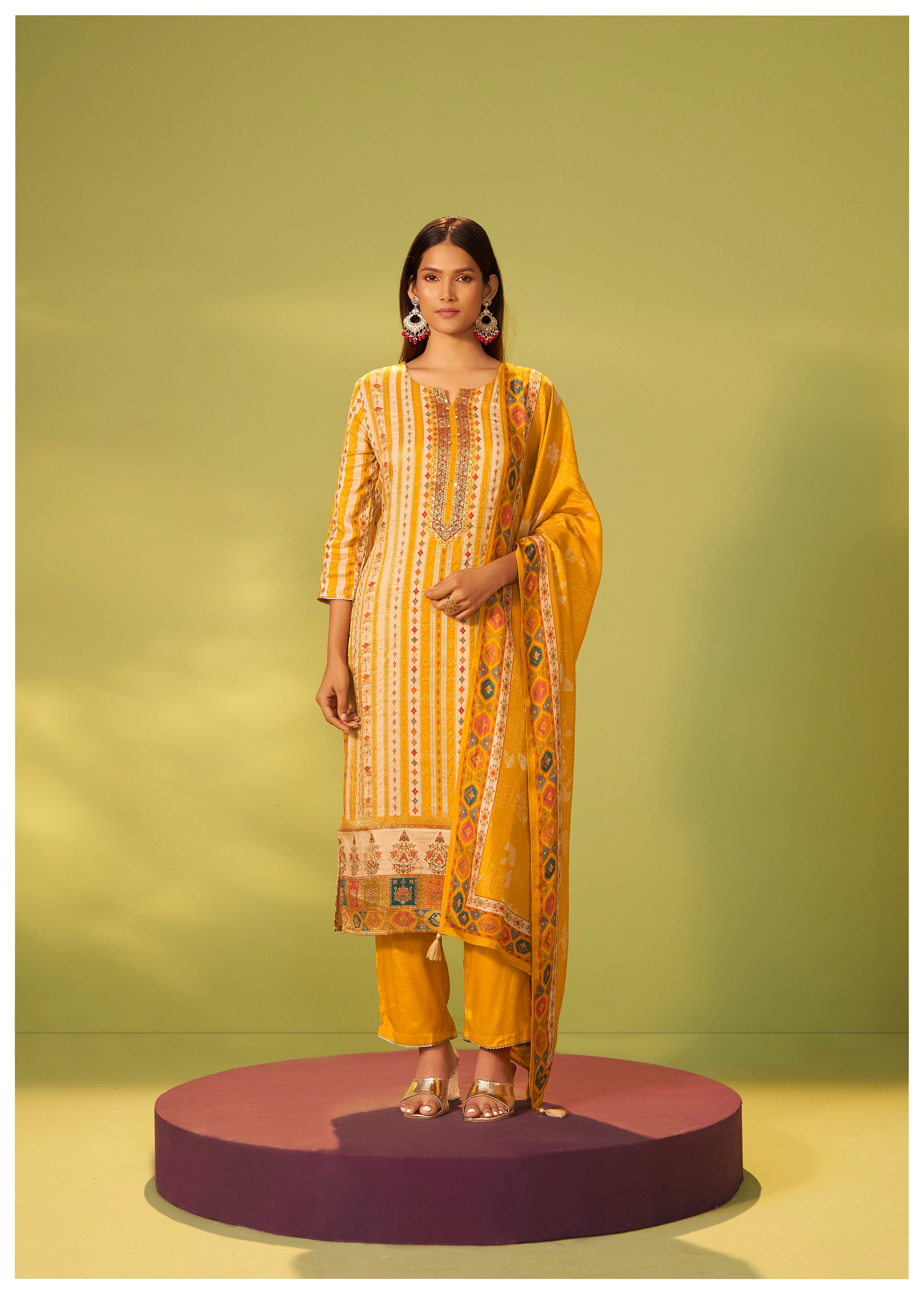 Position Print Russian Silk Kurta Set