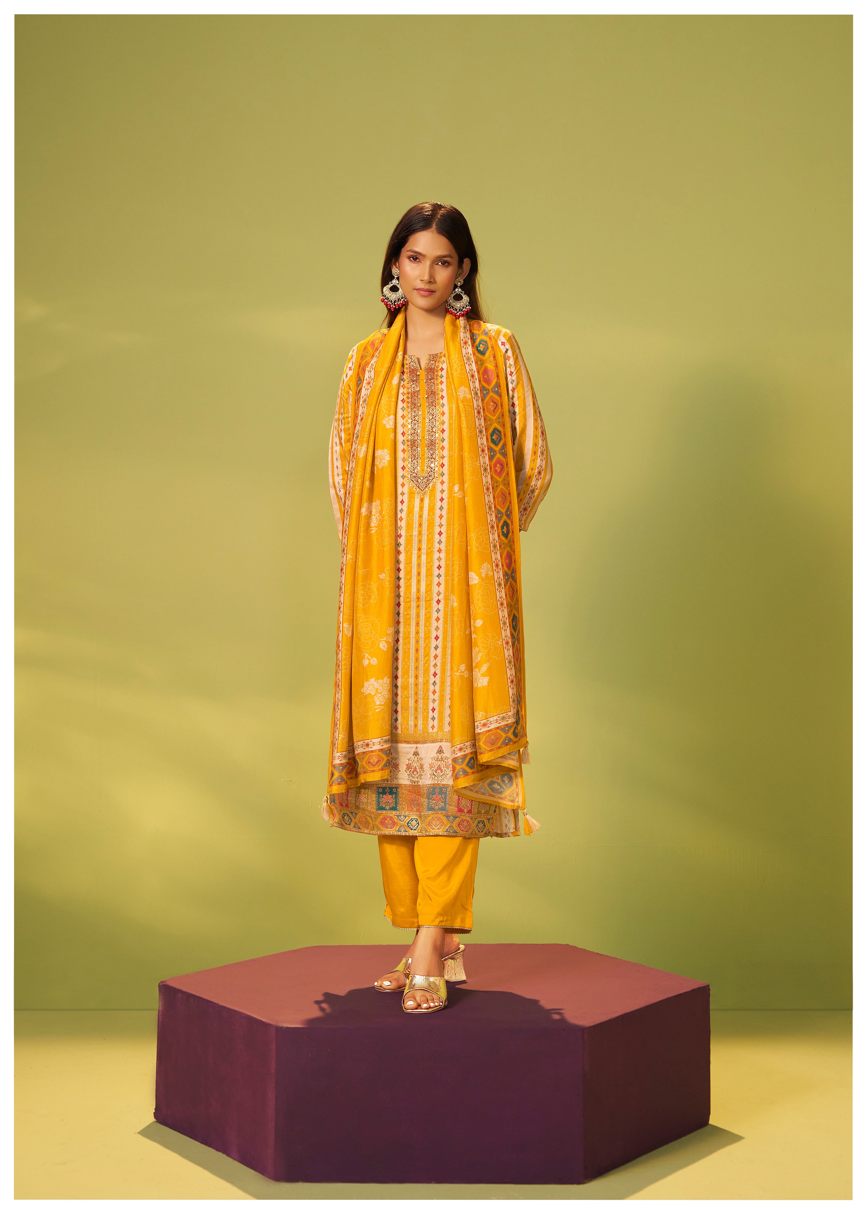 Position Print Russian Silk Kurta Set