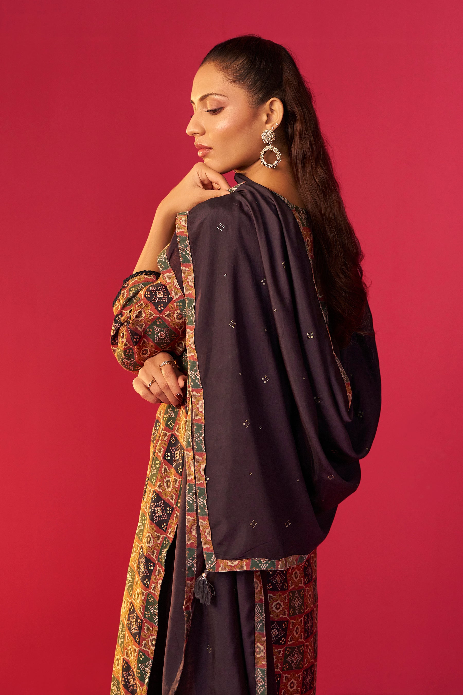 Embroidered Viscose Digital Print Kurta Set