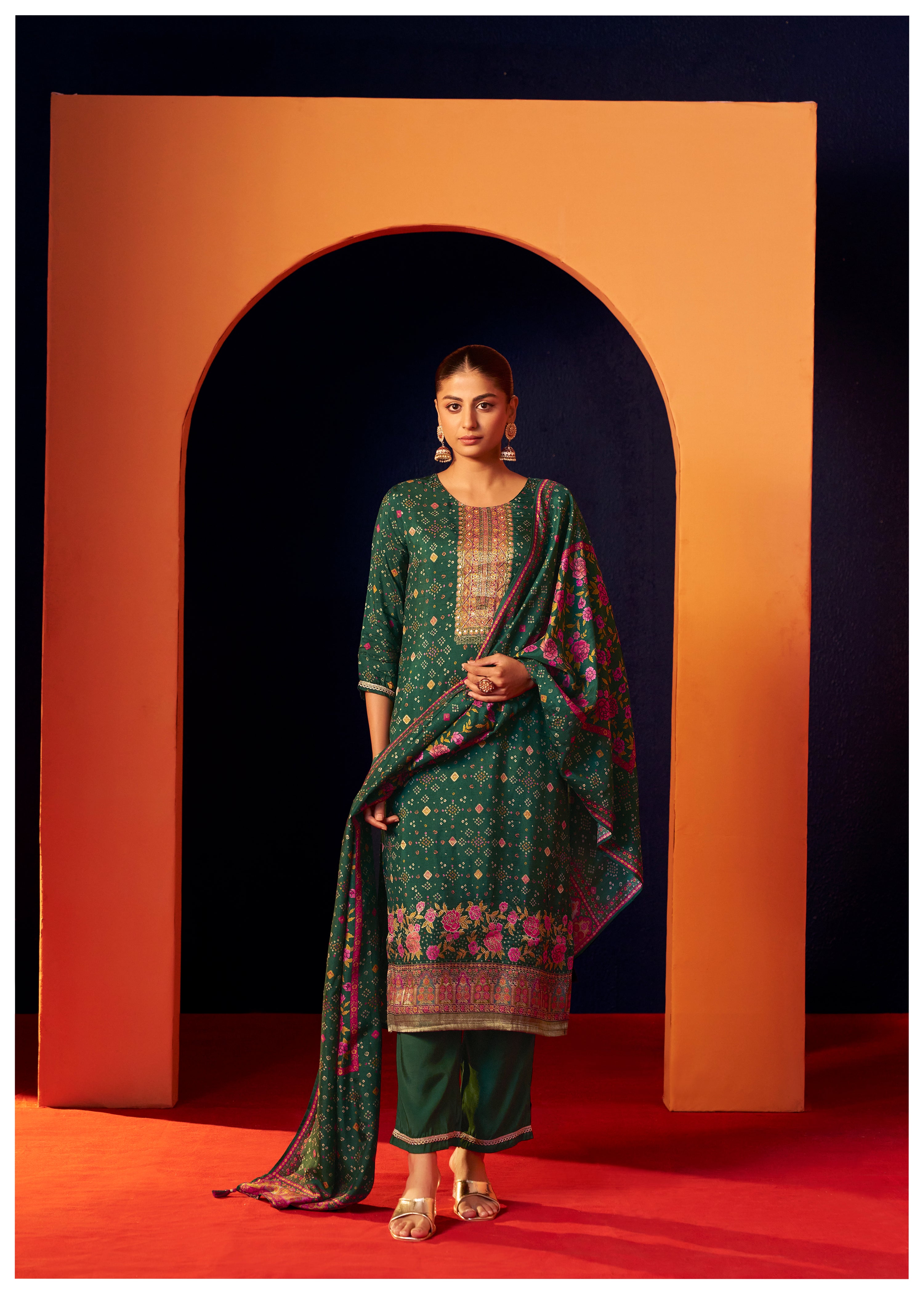 Position Print Russian Silk Kurta Set