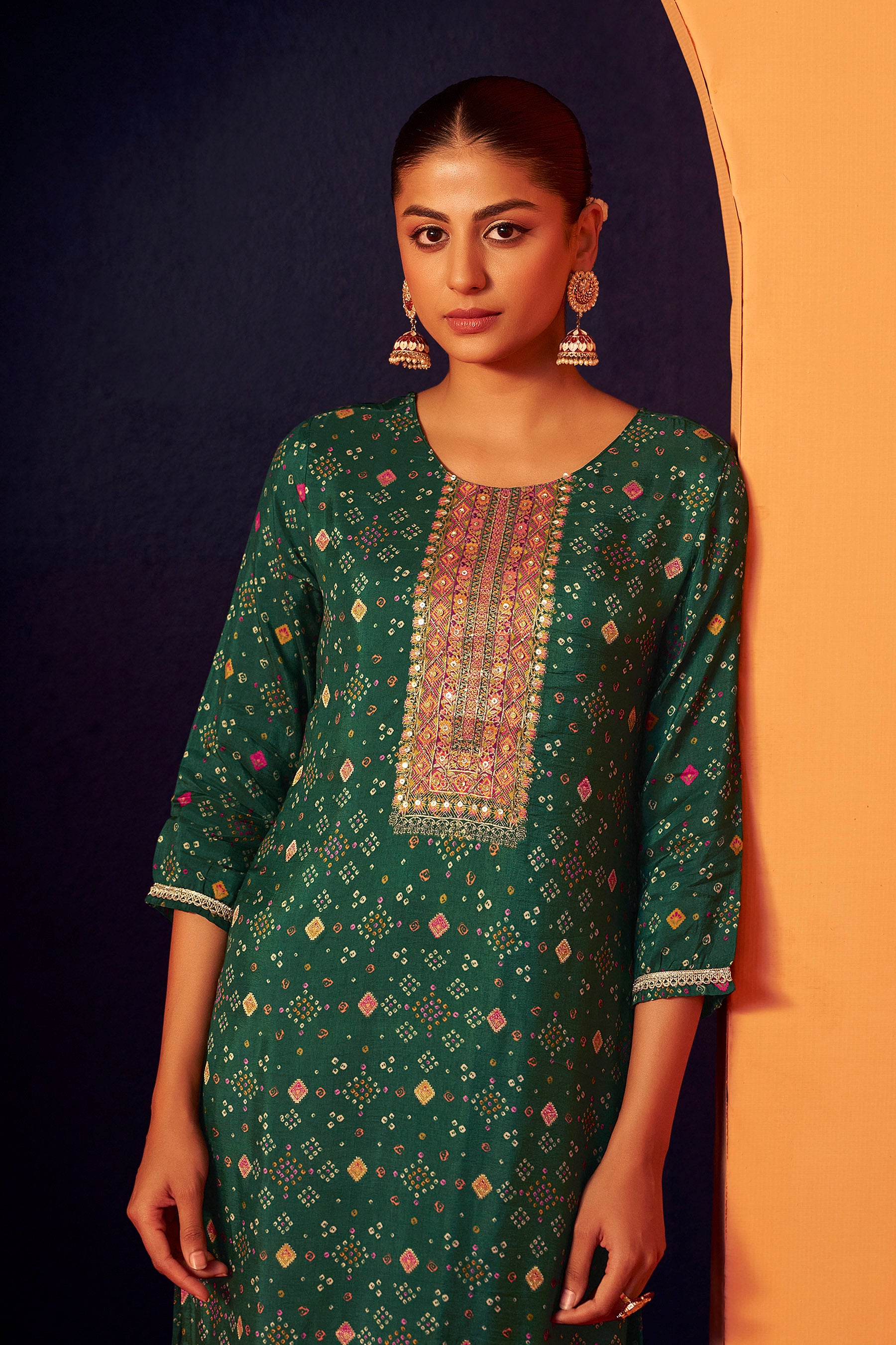 Position Print Russian Silk Kurta 3-Piece Set